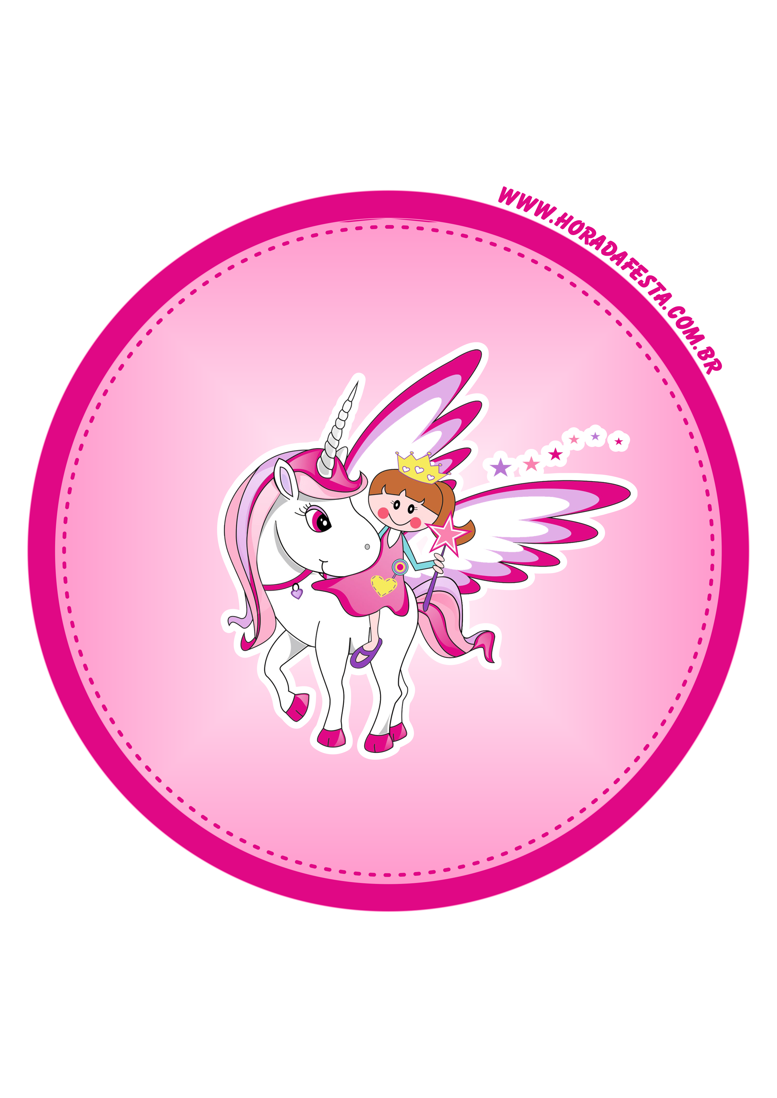Unicornio fofinho rosa infantil adesivo tag sticker painel redondo png