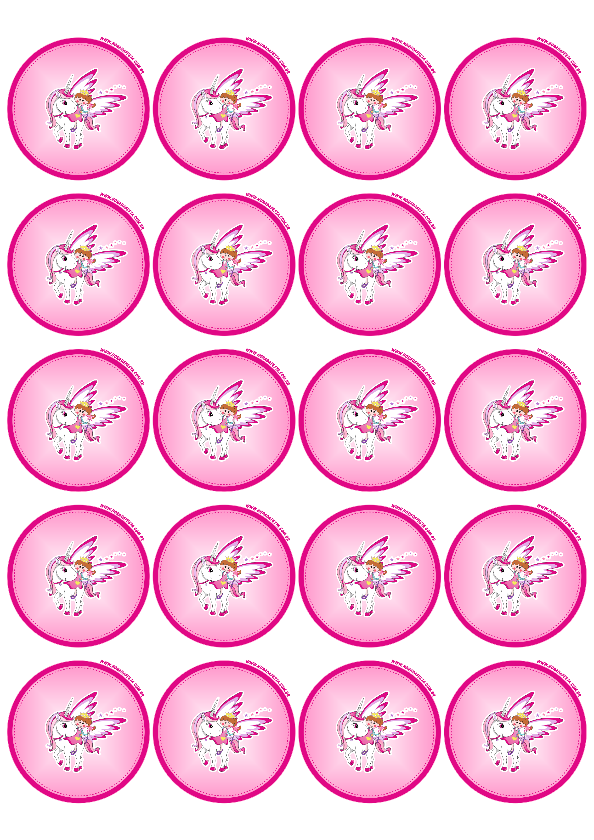 Unicórnio fofinho rosa infantil adesivo tag sticker redondo 20 imagens png
