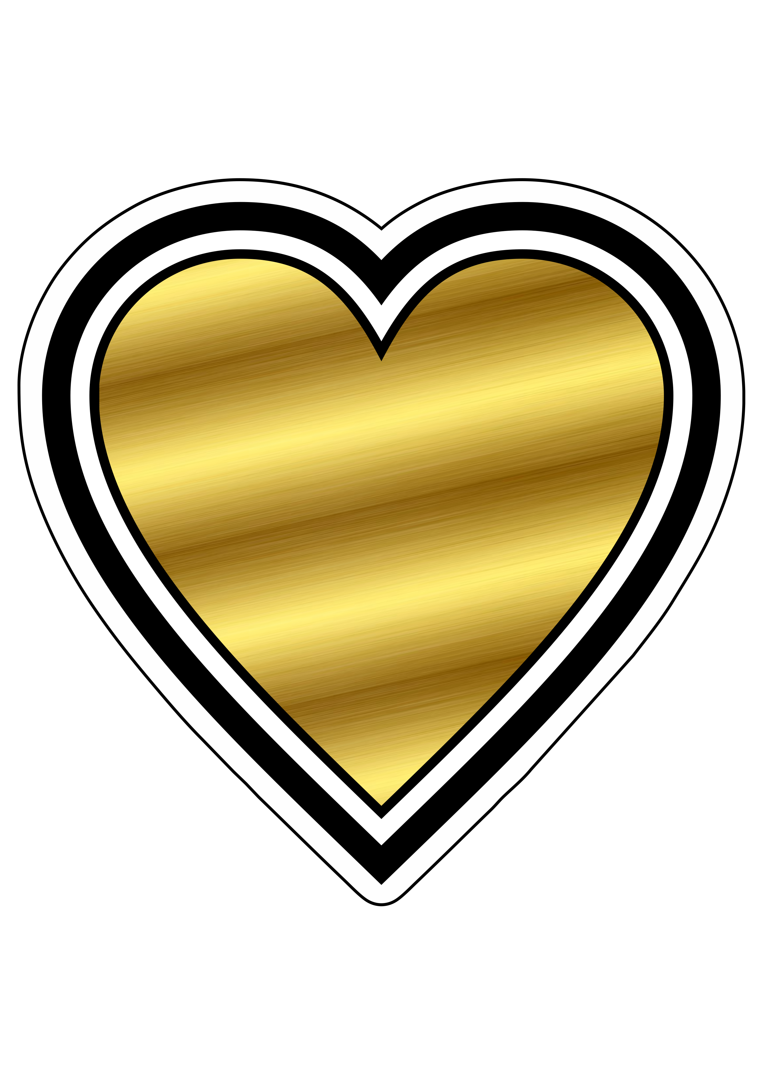 Coração dourado com contorno adesivo tag sticker decoração de festas temáticas png