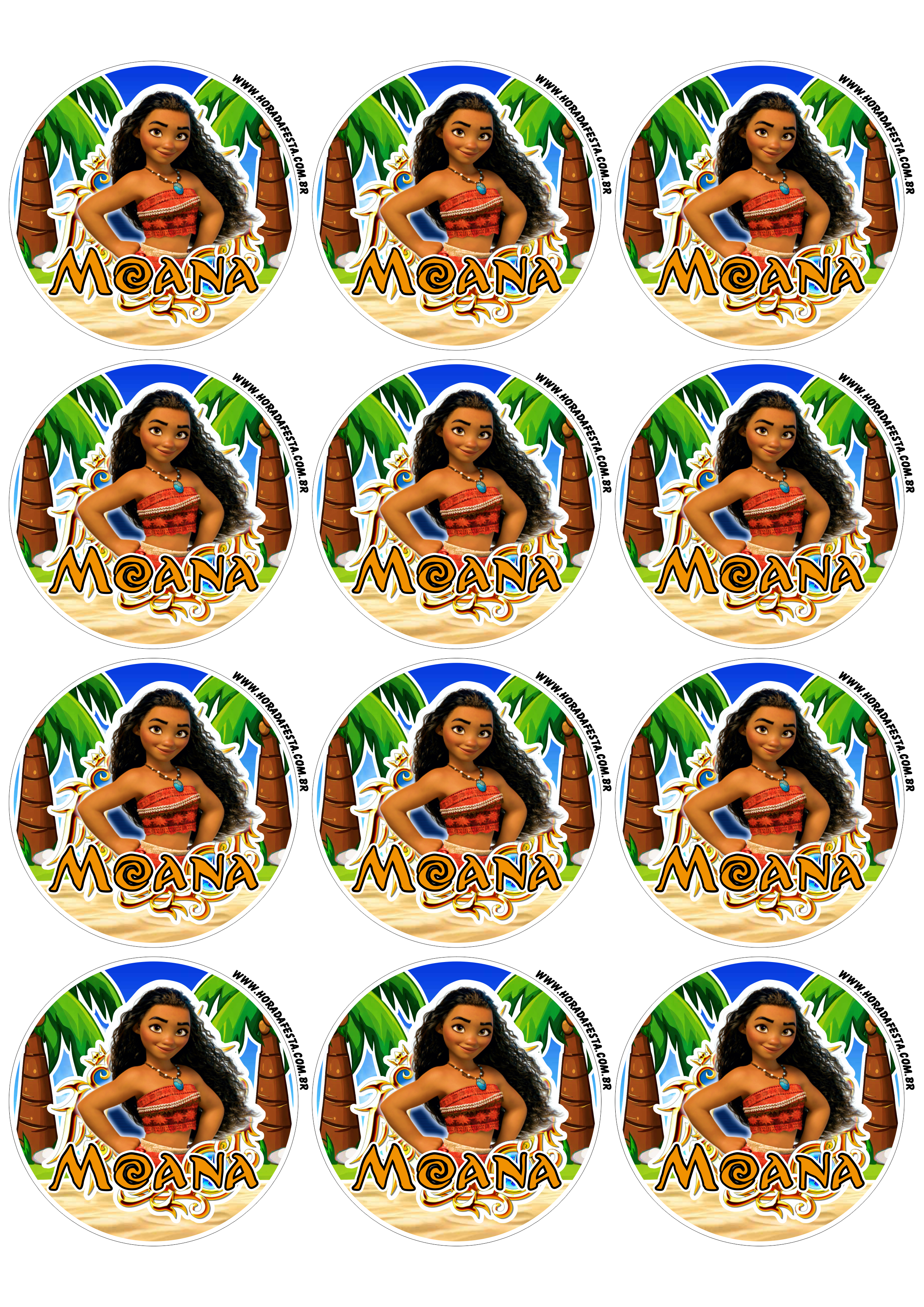 Moana animação infantil adesivo tag sticker decoração de festa de aniversário 12 imagens png