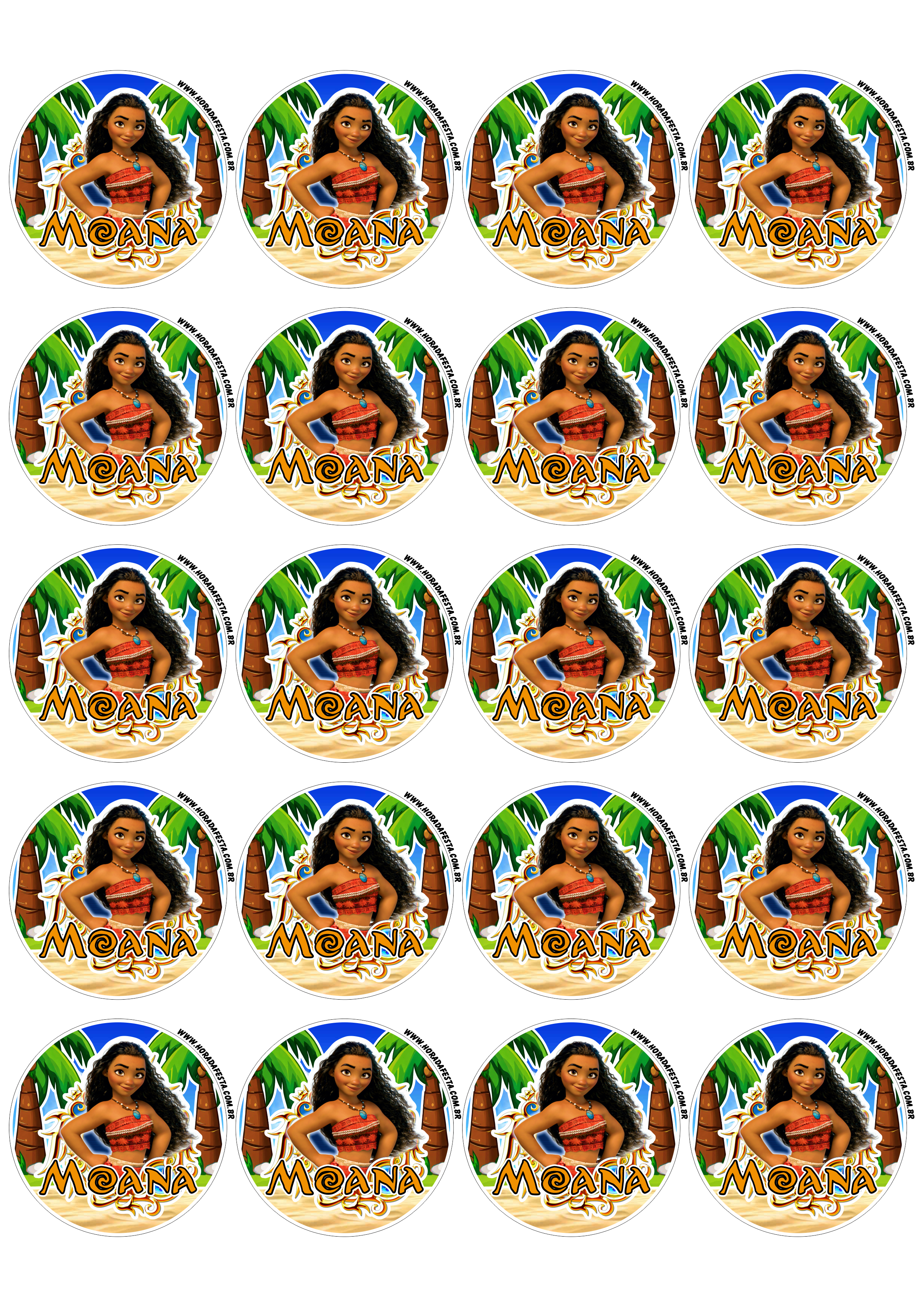 Moana animação infantil adesivo tag sticker decoração de festa de aniversário 20 imagens png