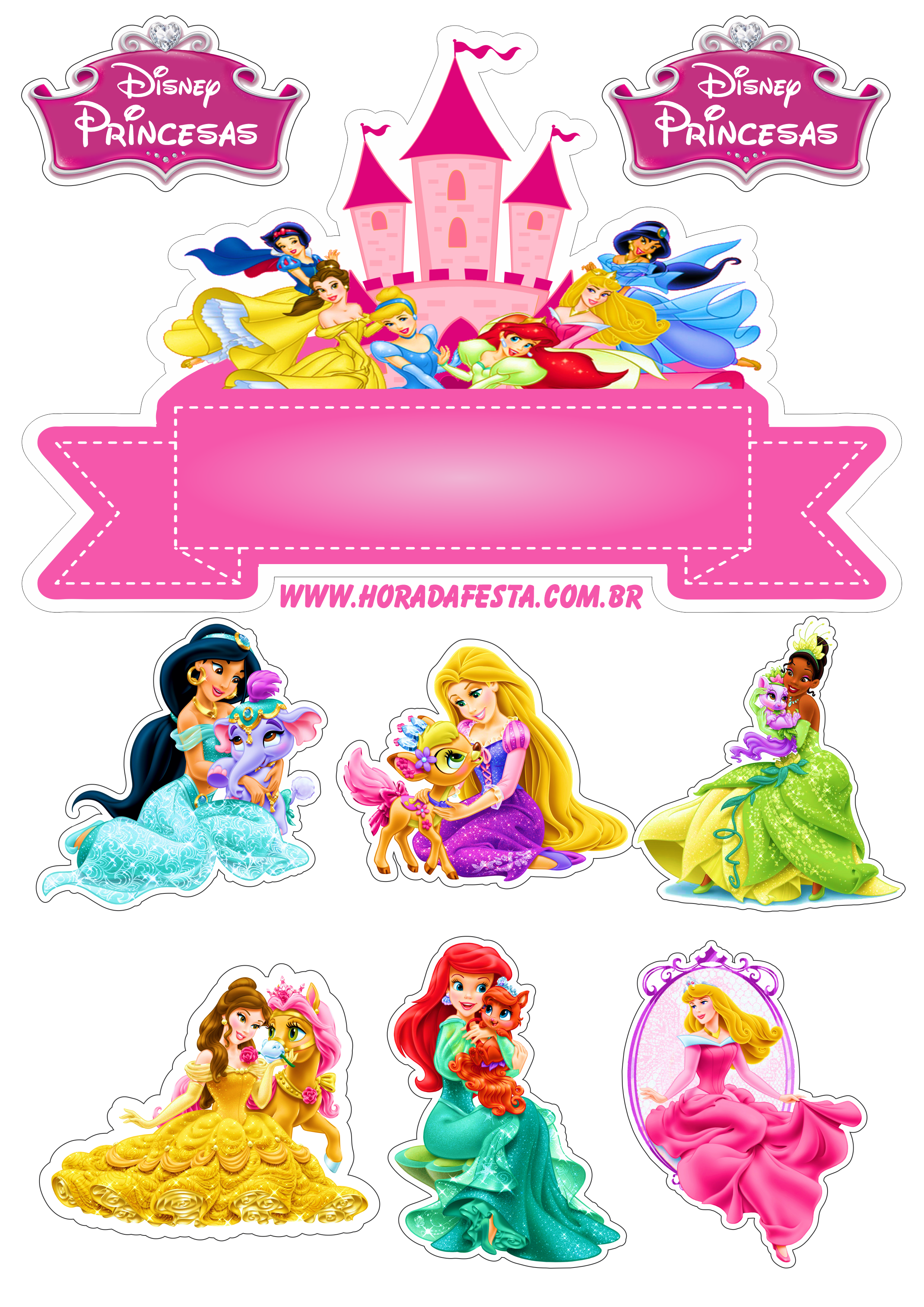 Topo de Bolo Princesas Disney