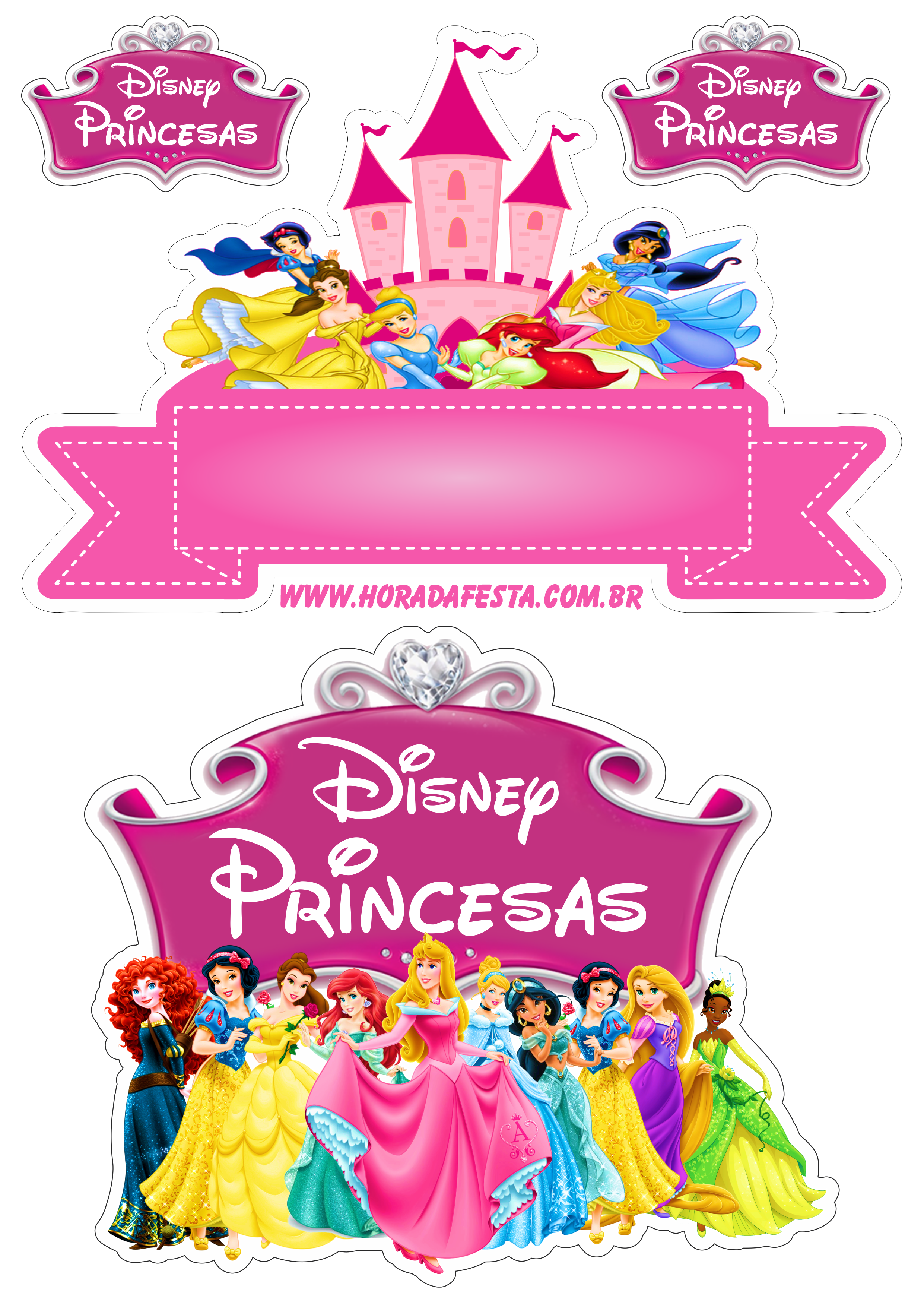 Topper para bolos Princesas da Disney