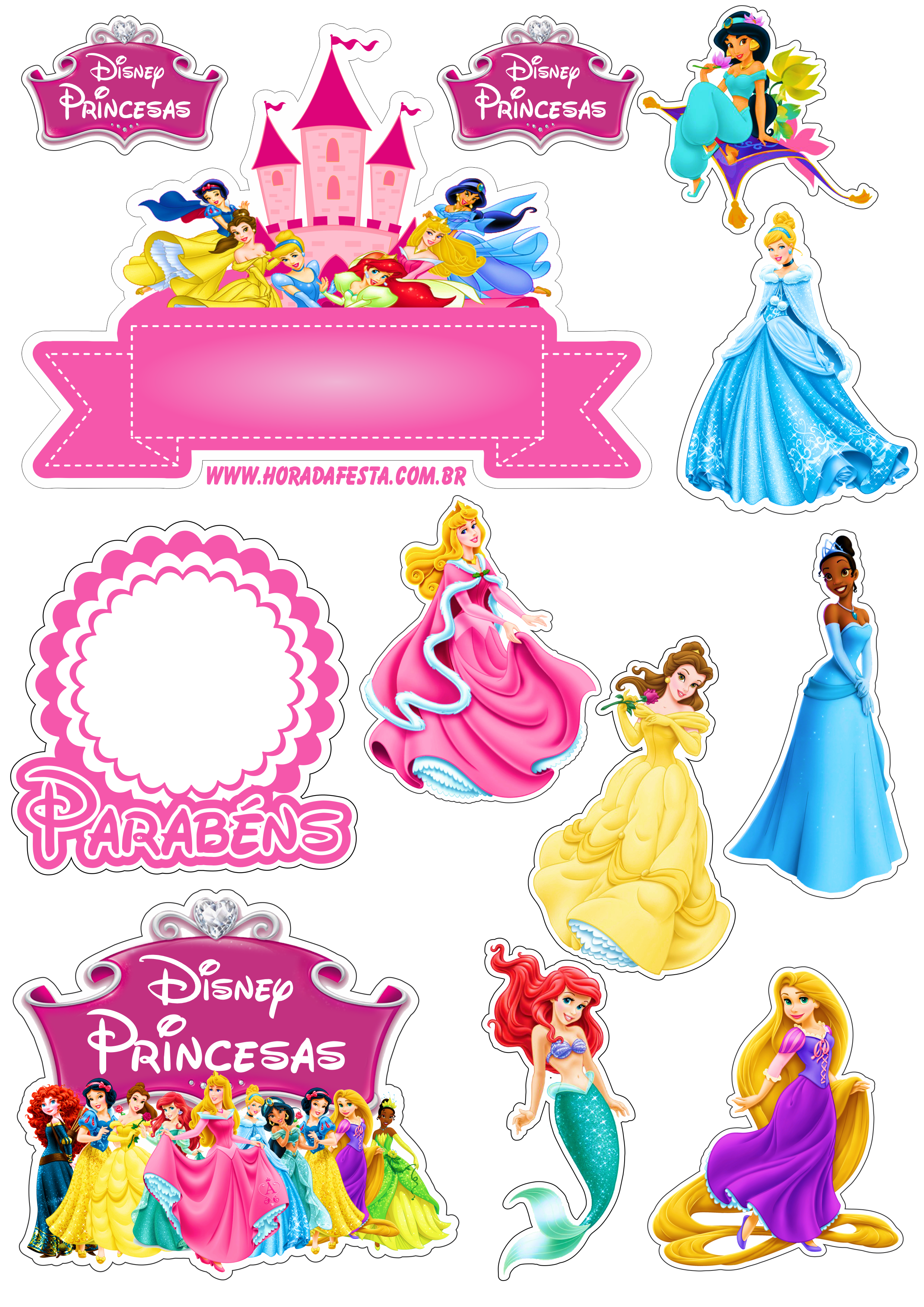 Arquivo de topo de bolo princesas disney