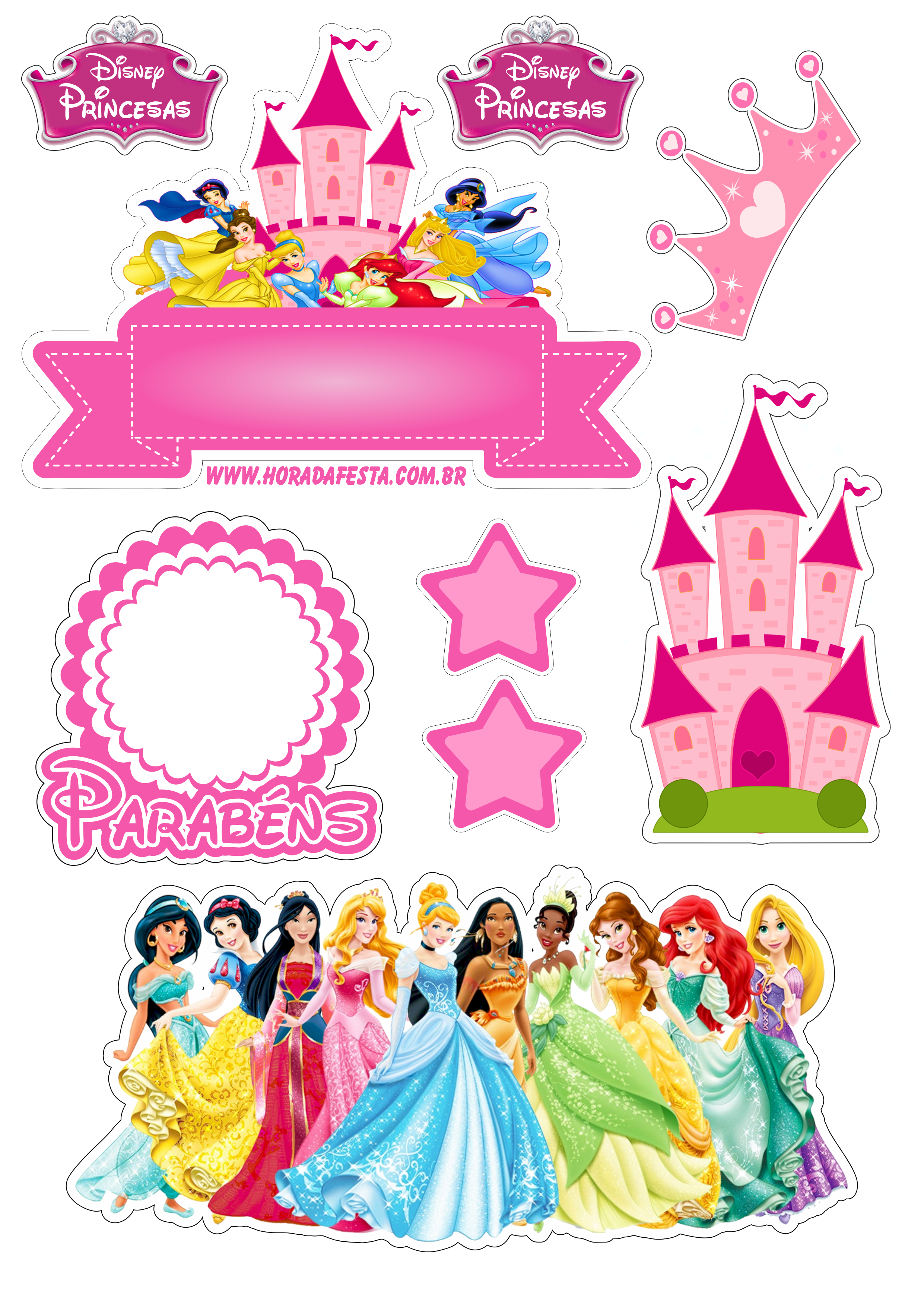 Topper Bolo Princesas Disney