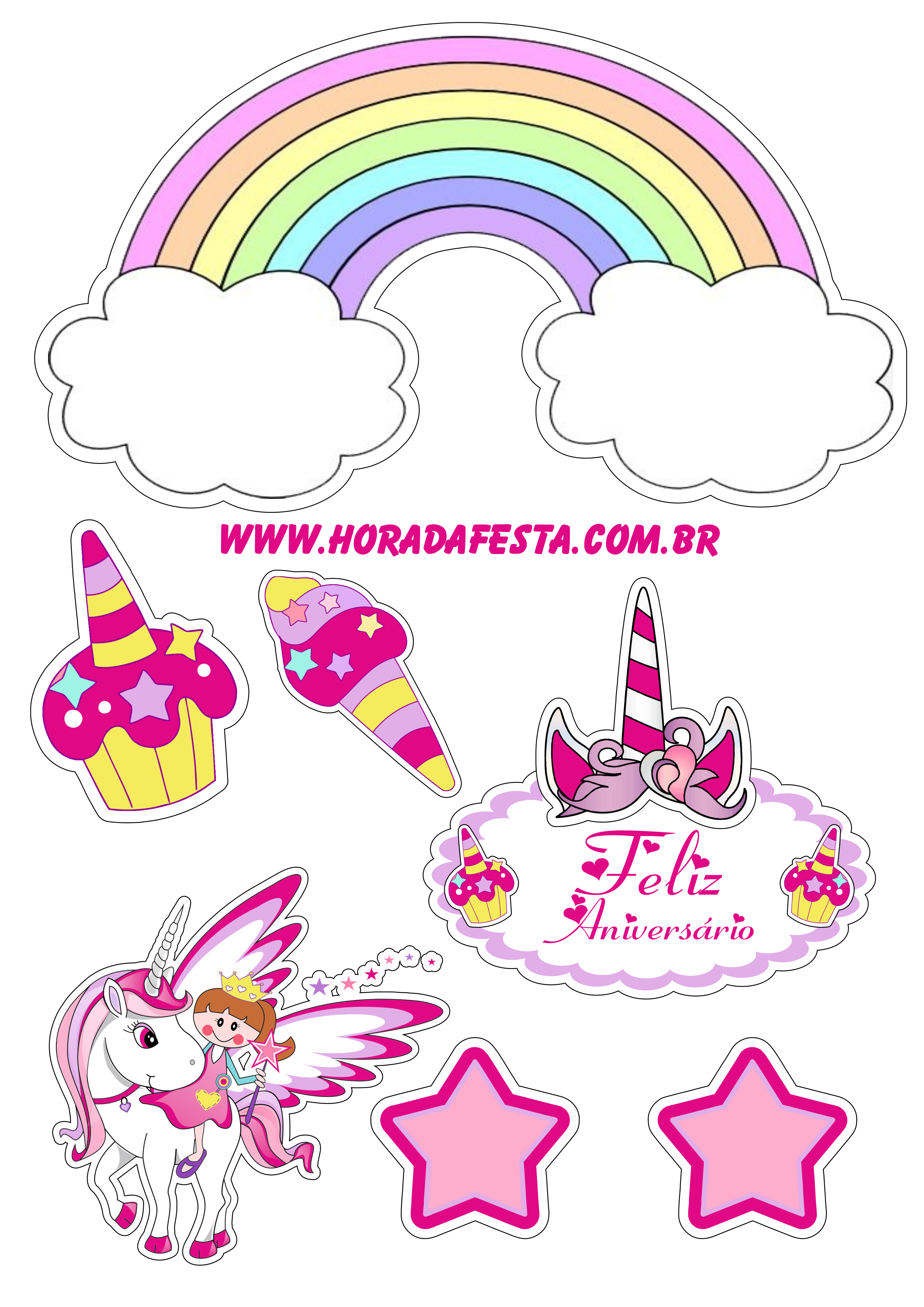 Kit Topo Topper De Bolo Festa Personalizado Infantil Sorvete