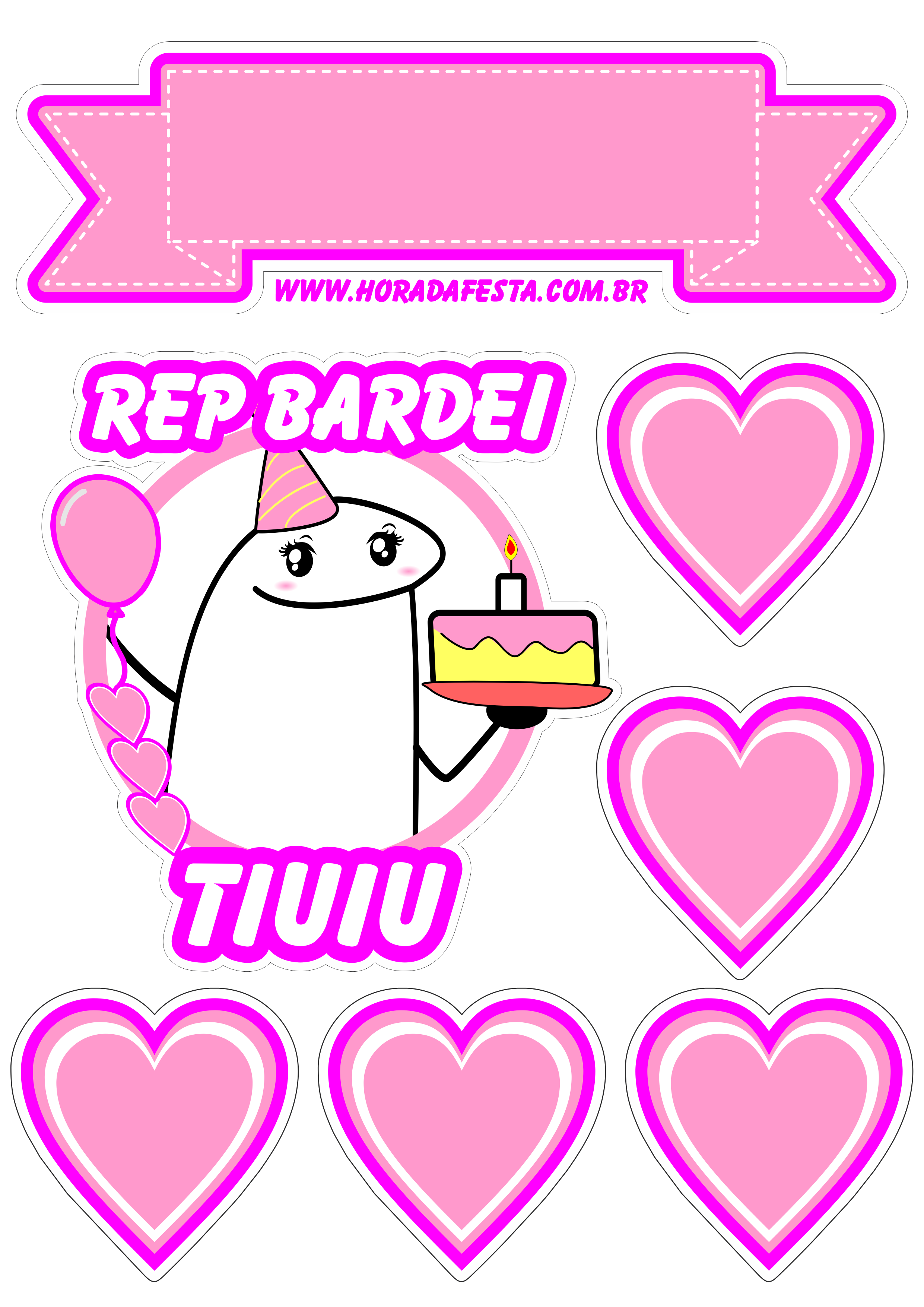 Topo de Bolo Flork - Rep Bardei tiu iu - Florkofcows