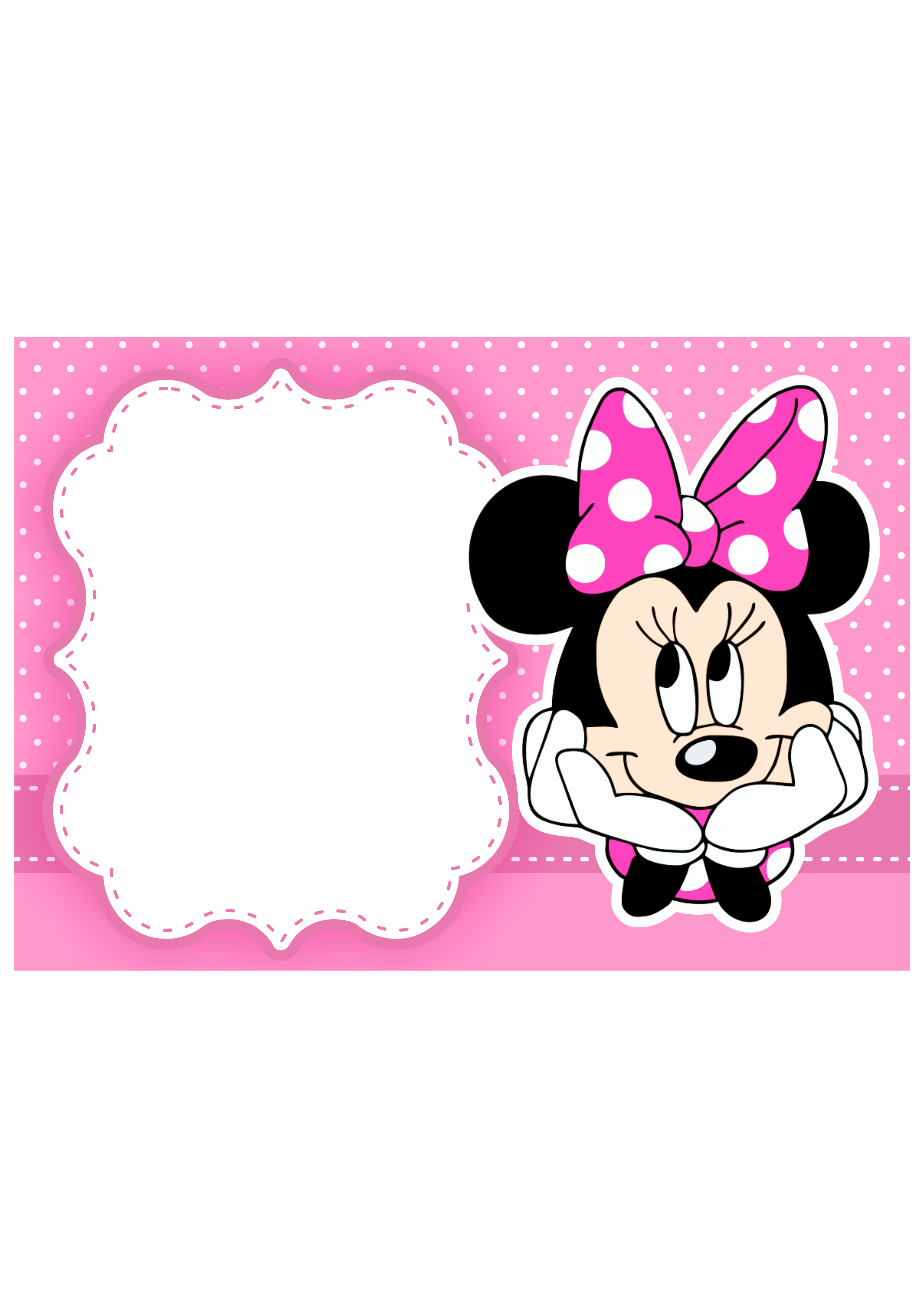 Convite digital Minnie rosa grátis pronto para editar e imprimir aniversário infantil menina png