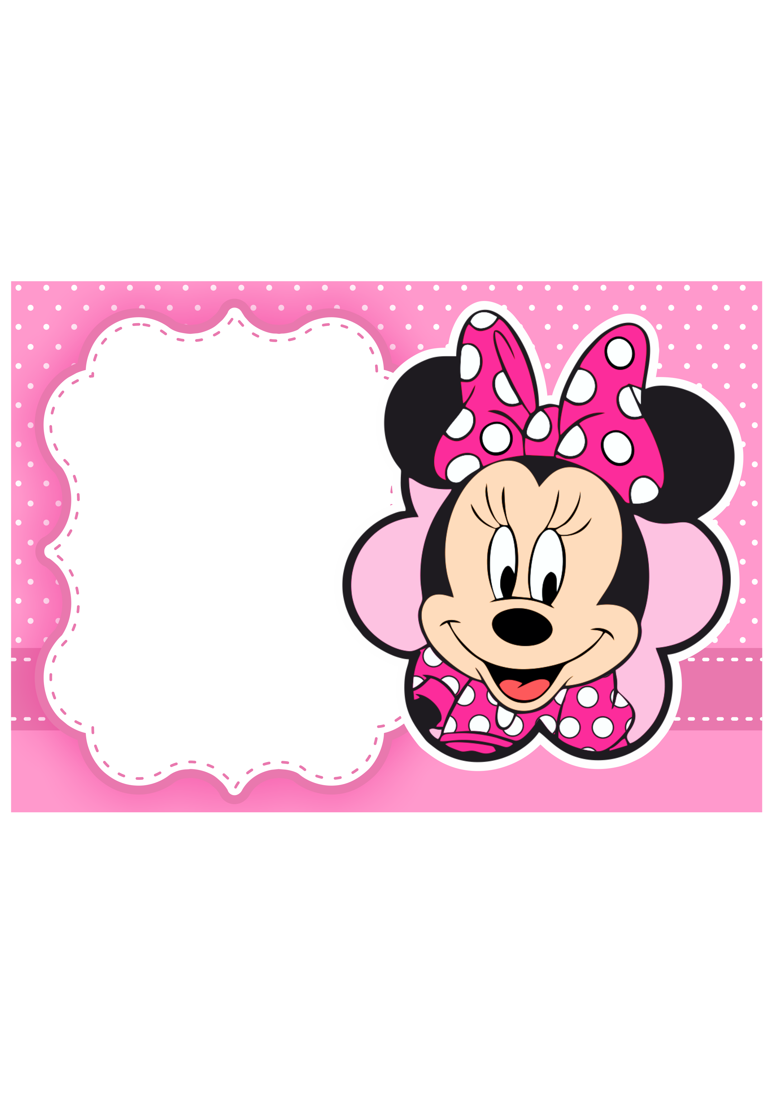 Convite digital Minnie rosa grátis pronto para editar e imprimir aniversário infantil png