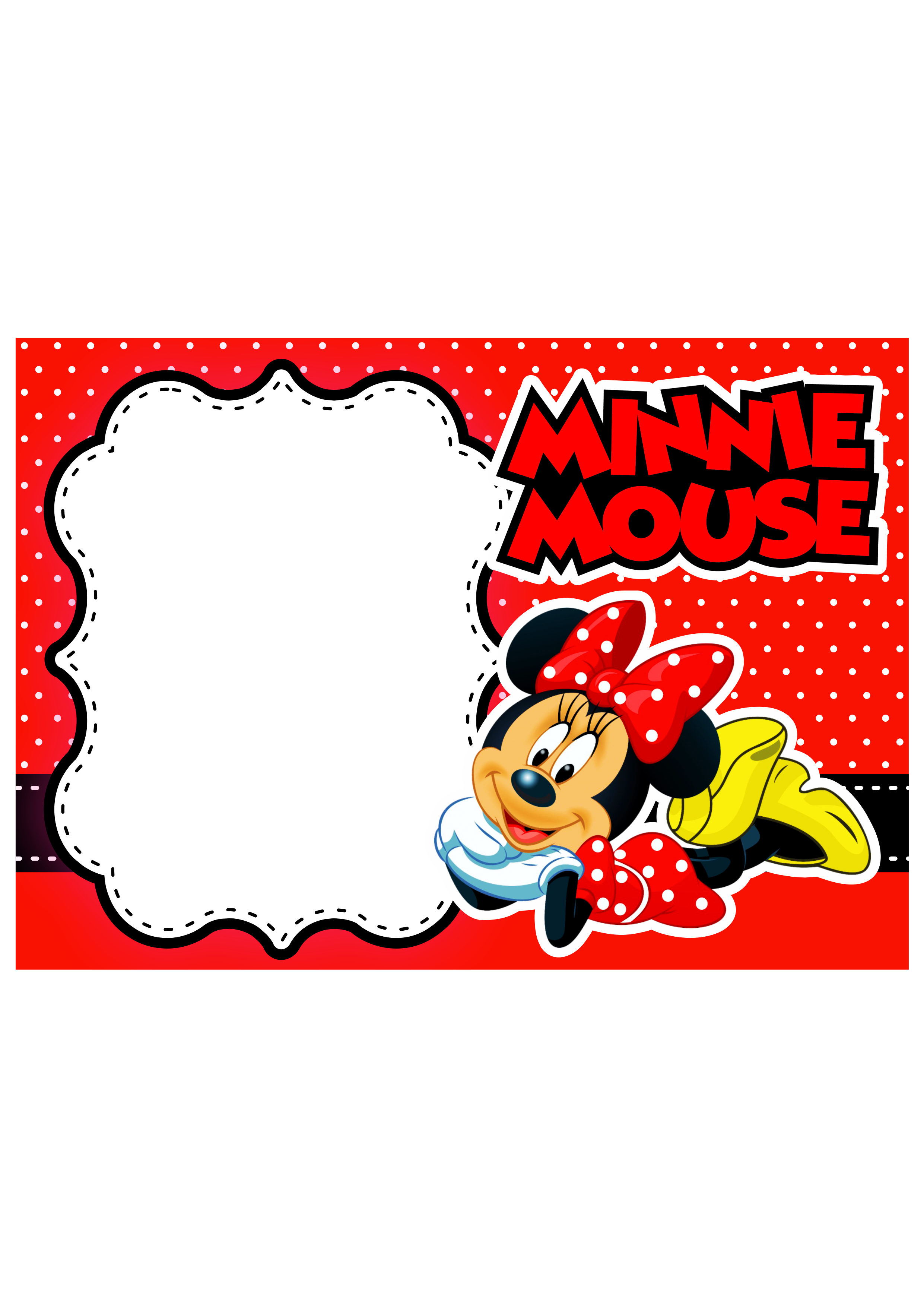 Convite digital Minnie vermelha grátis pronto para editar e imprimir aniversário infantil menina artigos de papelaria png