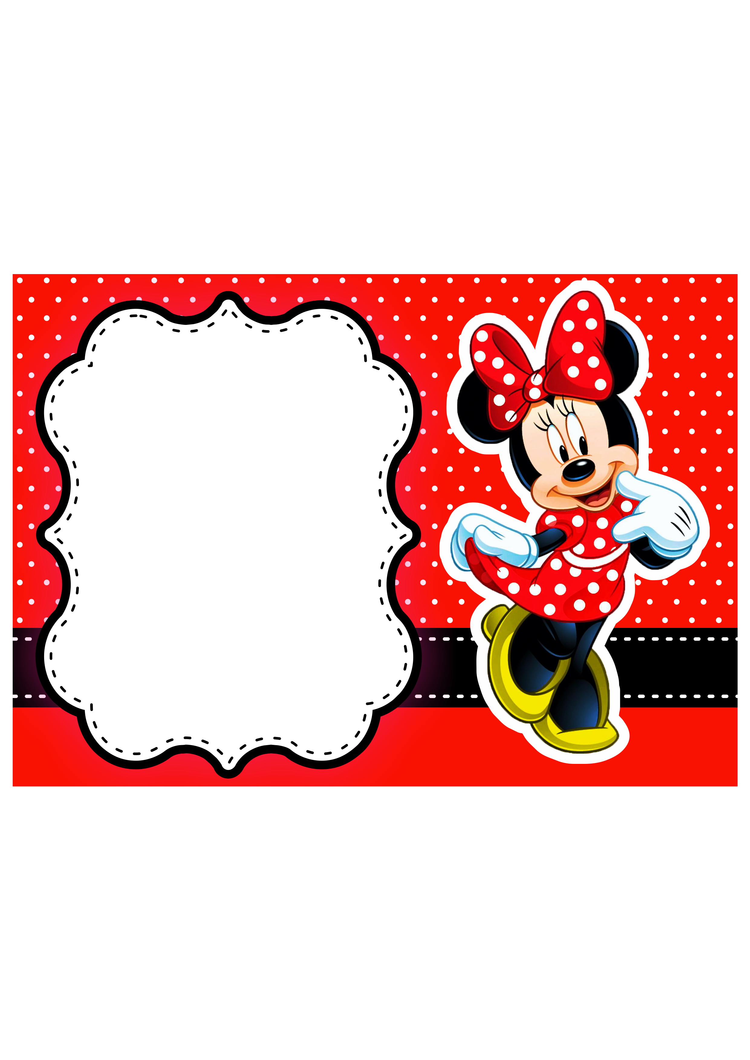 Convite digital Minnie vermelha grátis pronto para editar e imprimir aniversário infantil menina artigos de papelaria renda extra png