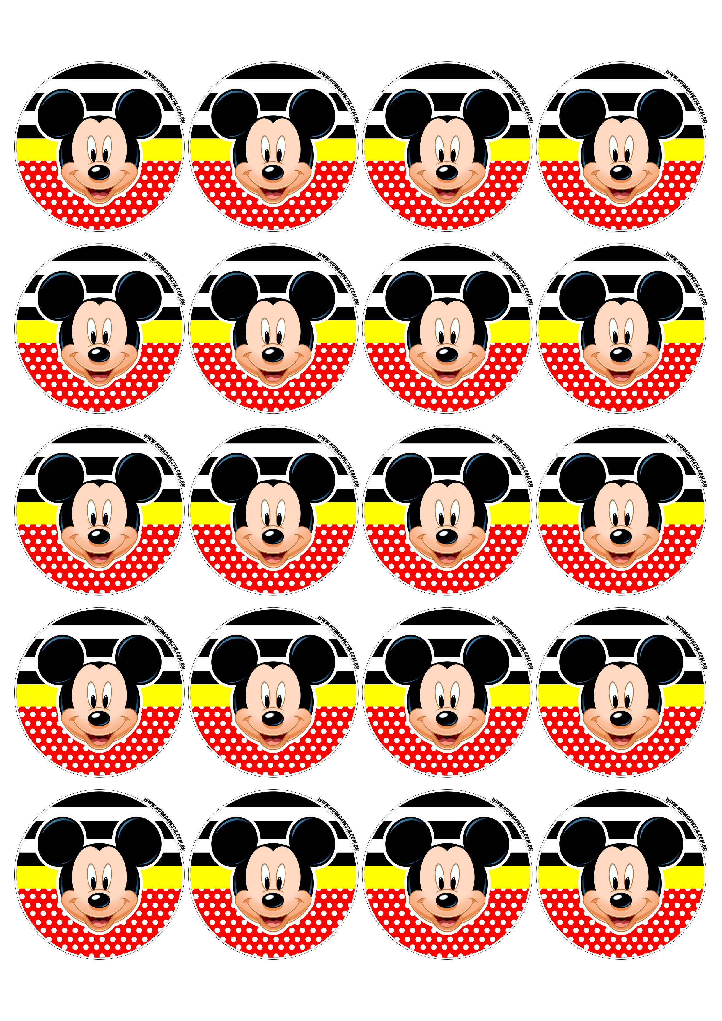 Mickey Mouse adesivo redondo tag sticker disney decoração de festa 20 imagens png