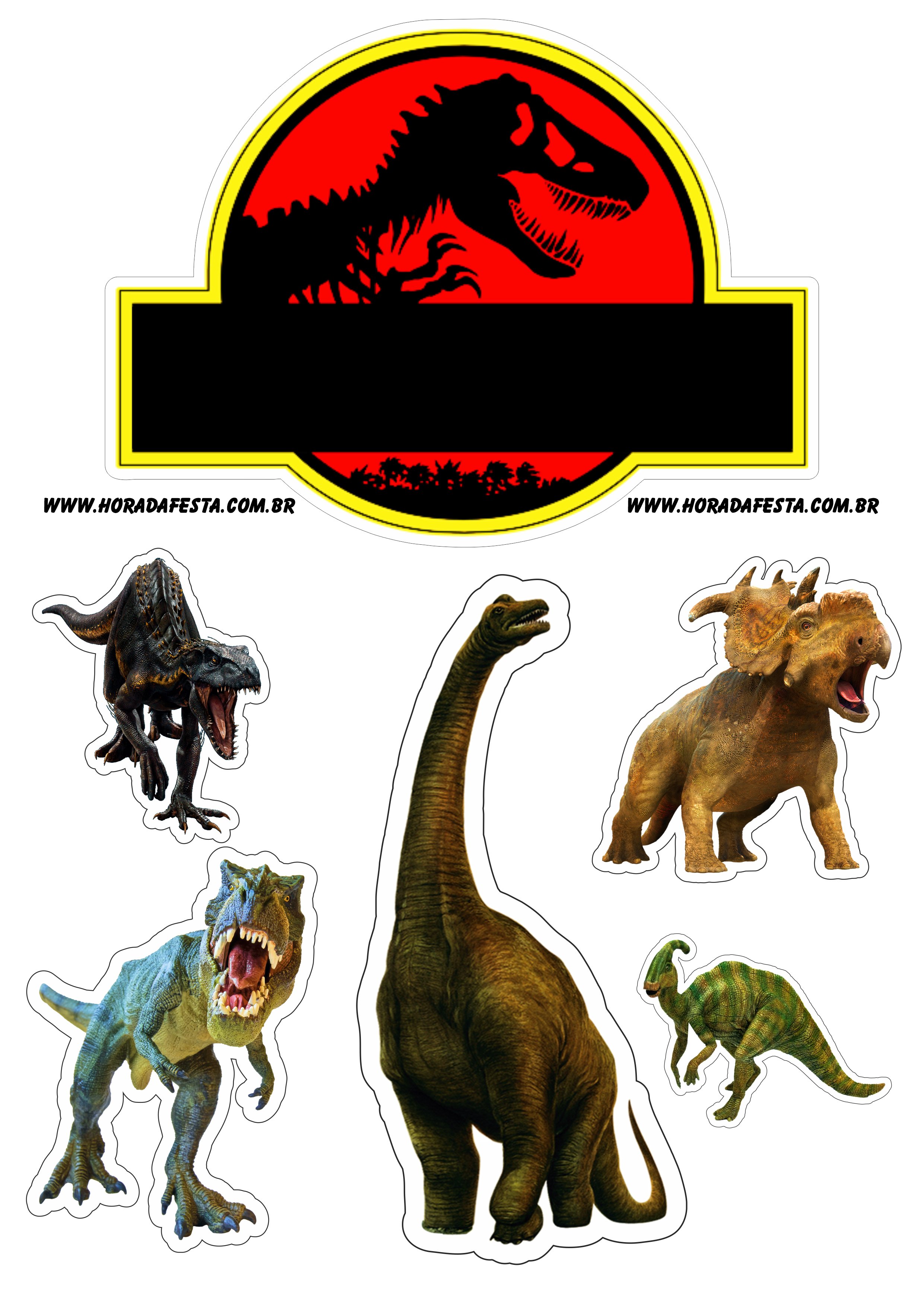 Topo de bolo para imprimir parque dos dinossauros jurassic park festa de aniversário png
