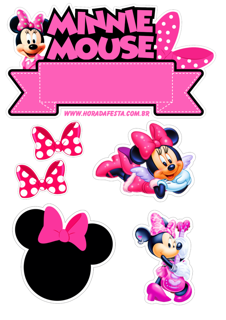 Minnie rosa topo de bolo para imprimir decoração de festa de ...