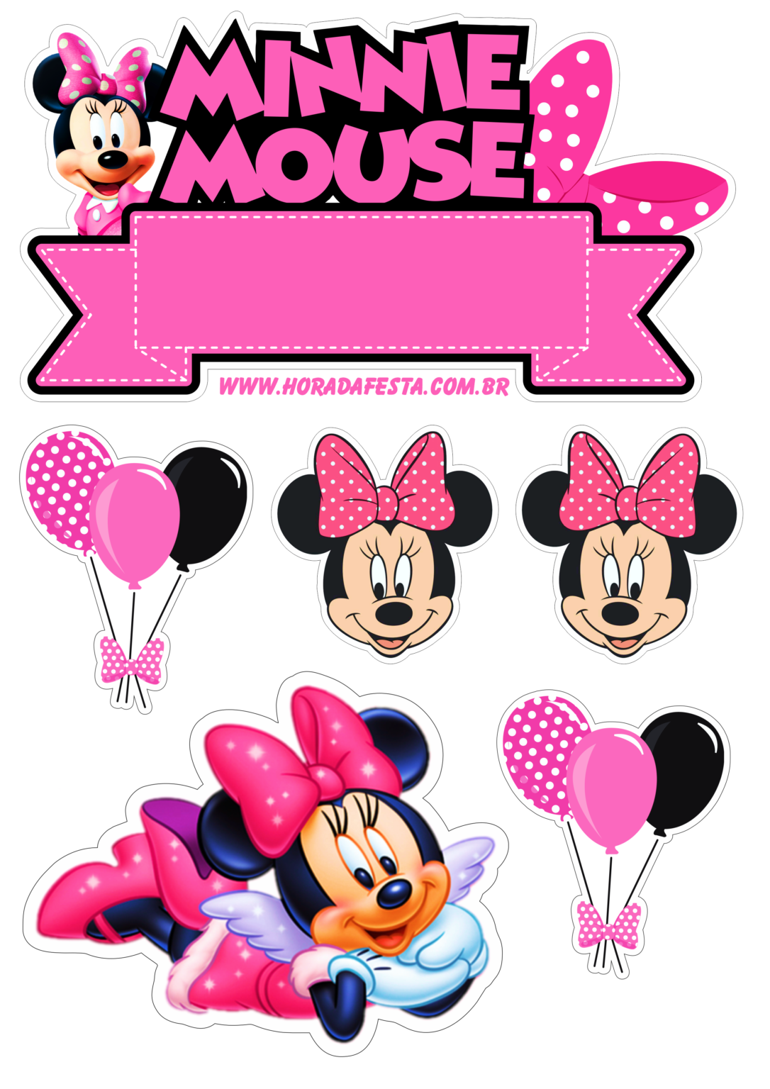 Minnie rosa topo de bolo para imprimir decoração de festa de ...