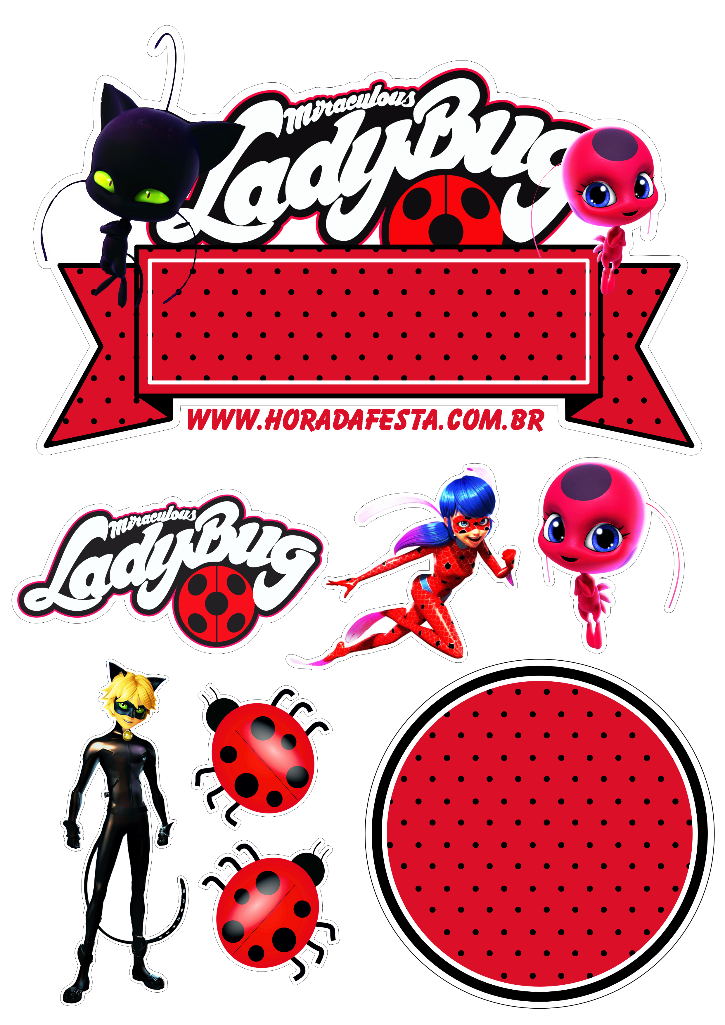 Miraculous Ladybug e cat noir topo de bolo festa de aniversário infantil  artes gráficas design fazendo a nossa festa decoração png