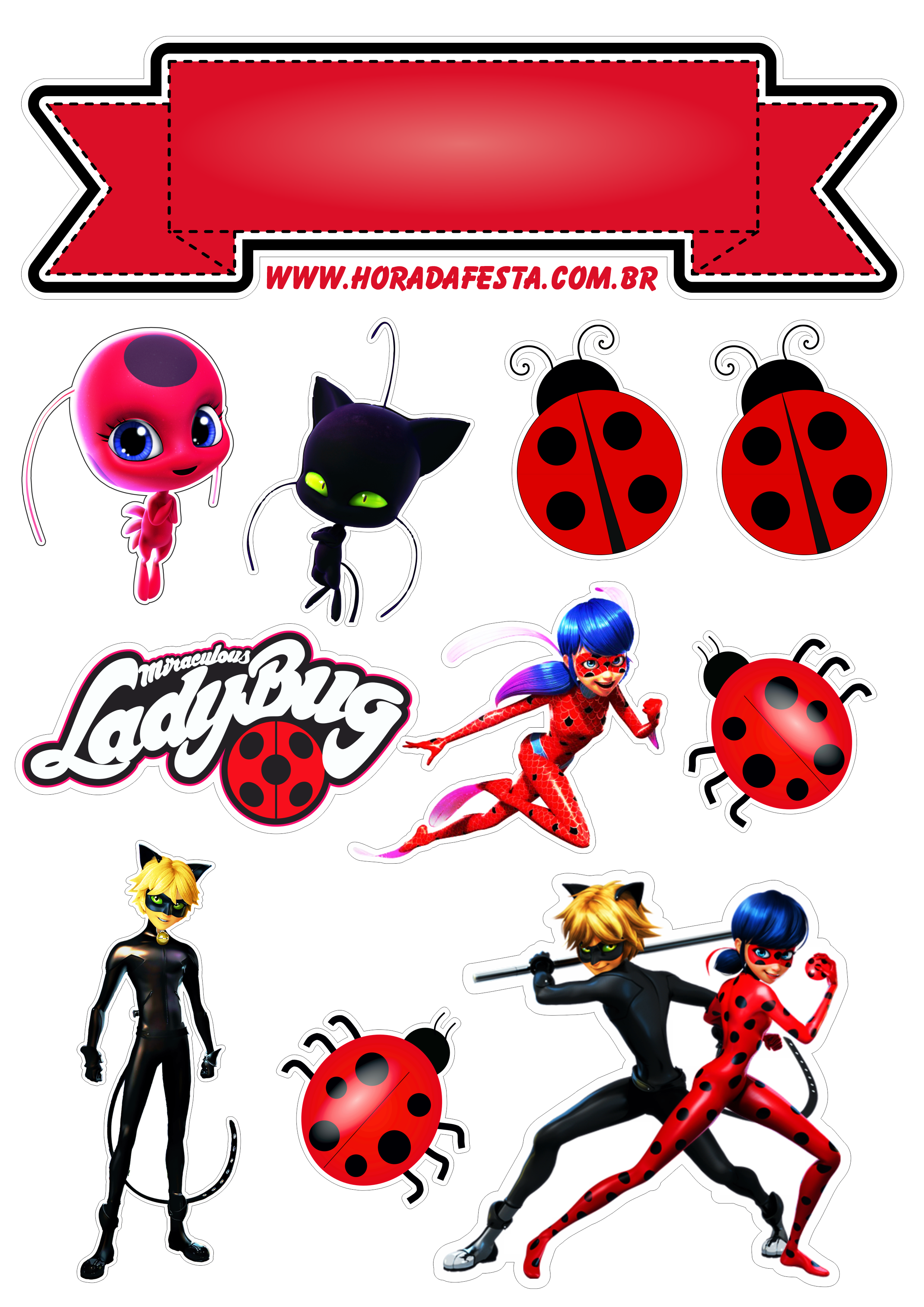 Topo de bolo da Ladybug