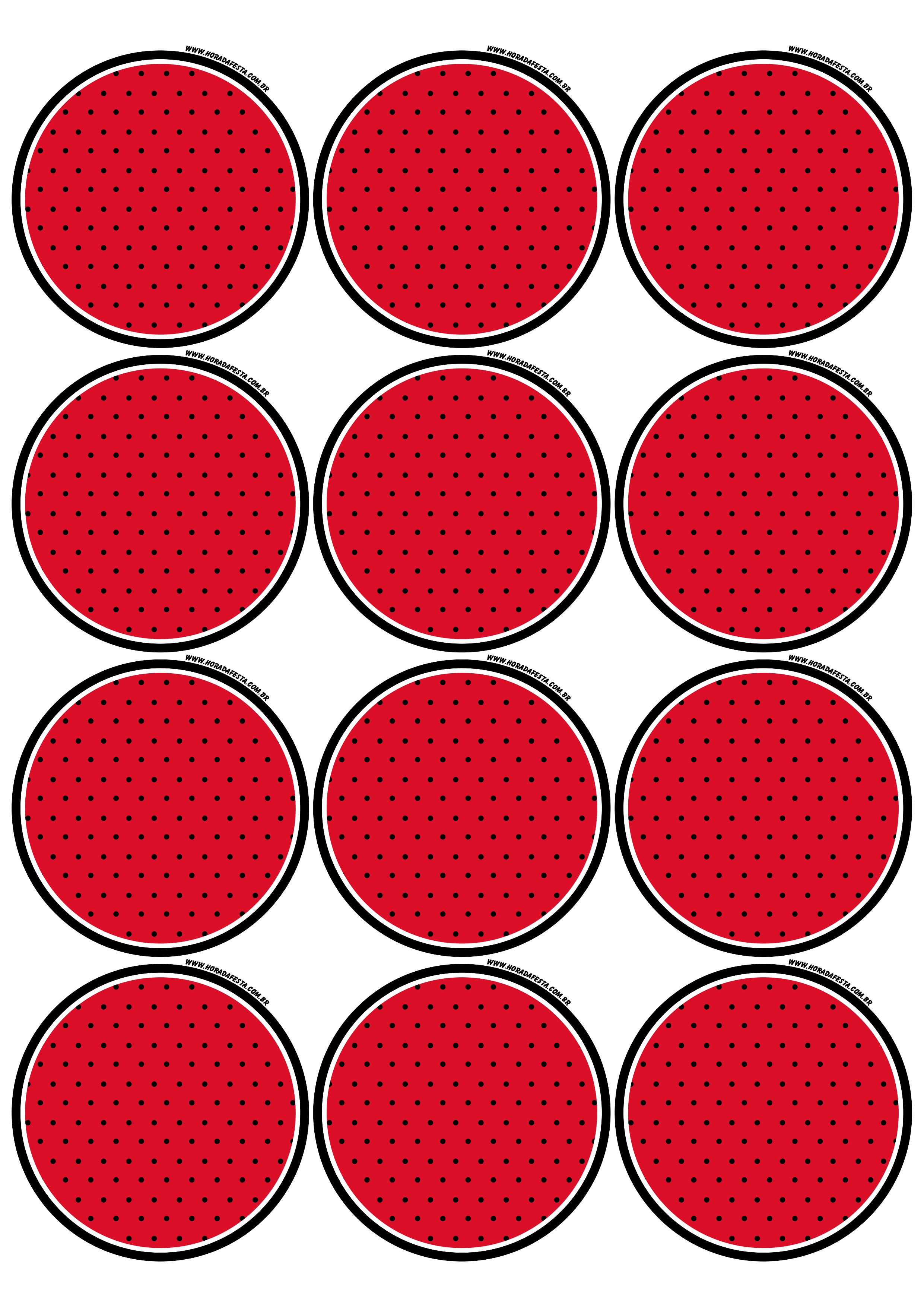 Miraculous Ladybug adesivo redondo vermelho com bolinhas decoração 12 imagens png