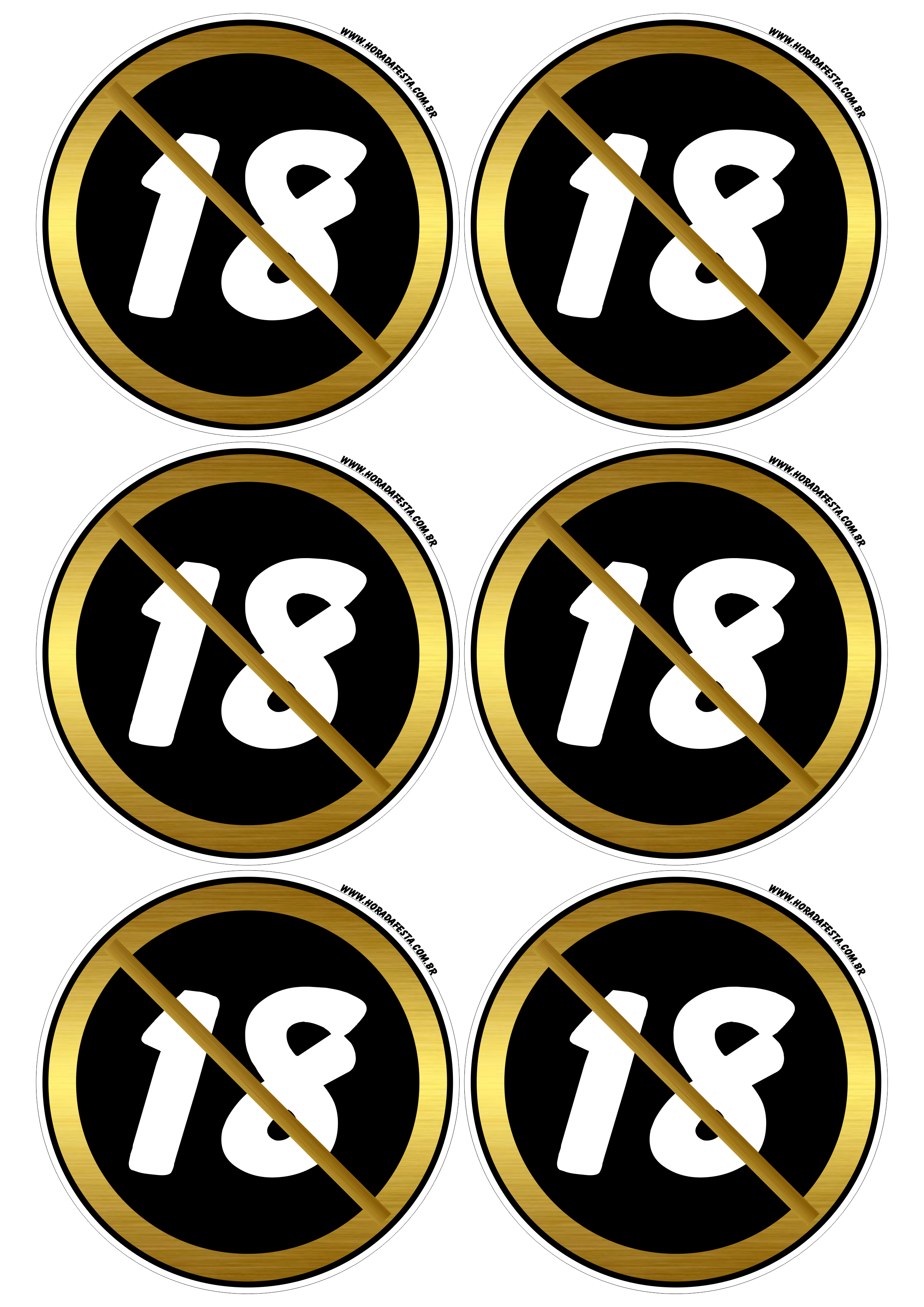 18 anos adesivo redondo dourado tag sticker decoração de mimos para festa 6 imagens png