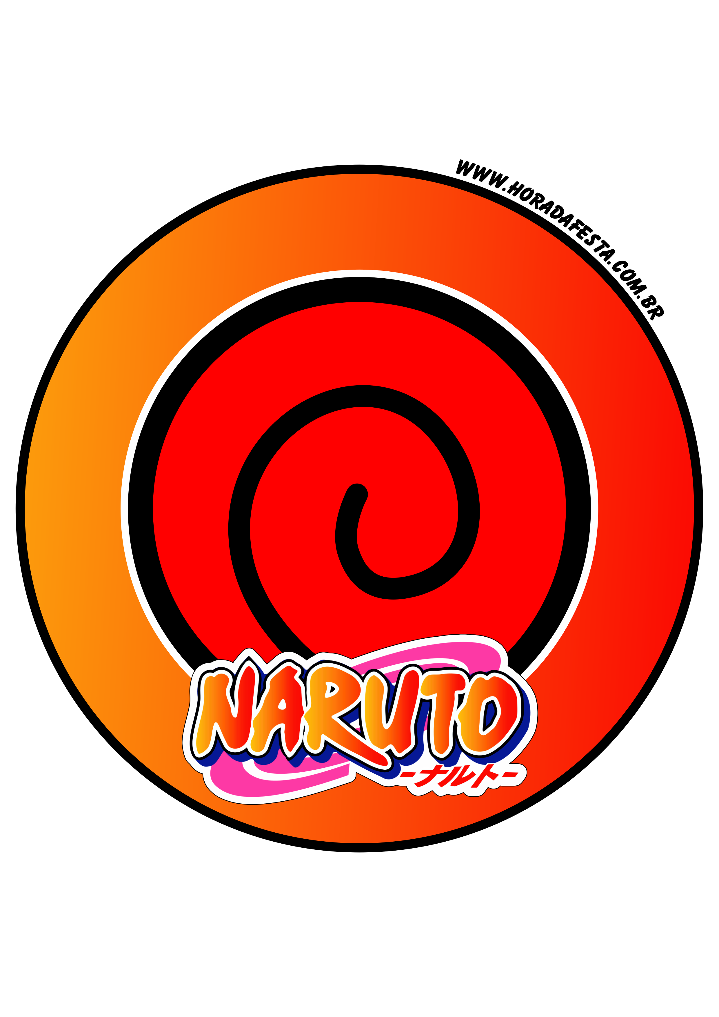 Naruto Shippuden painel redondo símbolo clã Uzumaki decoração de festas artigos de papelaria adesivo tag sticker png