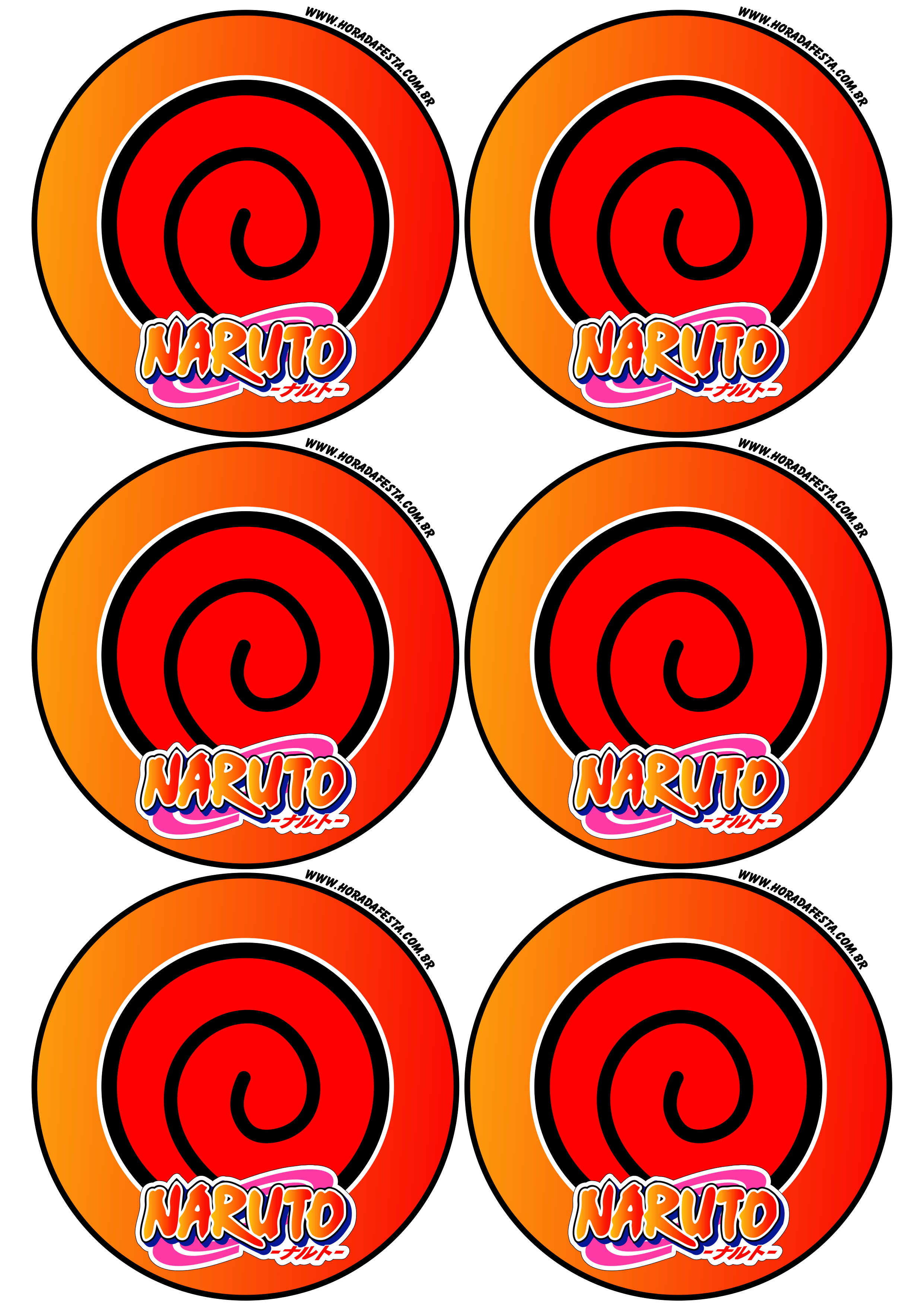 Naruto Shippuden adesivo redondo símbolo clã Uzumaki decoração de festas artigos de papelaria tag sticker 6 imagens png