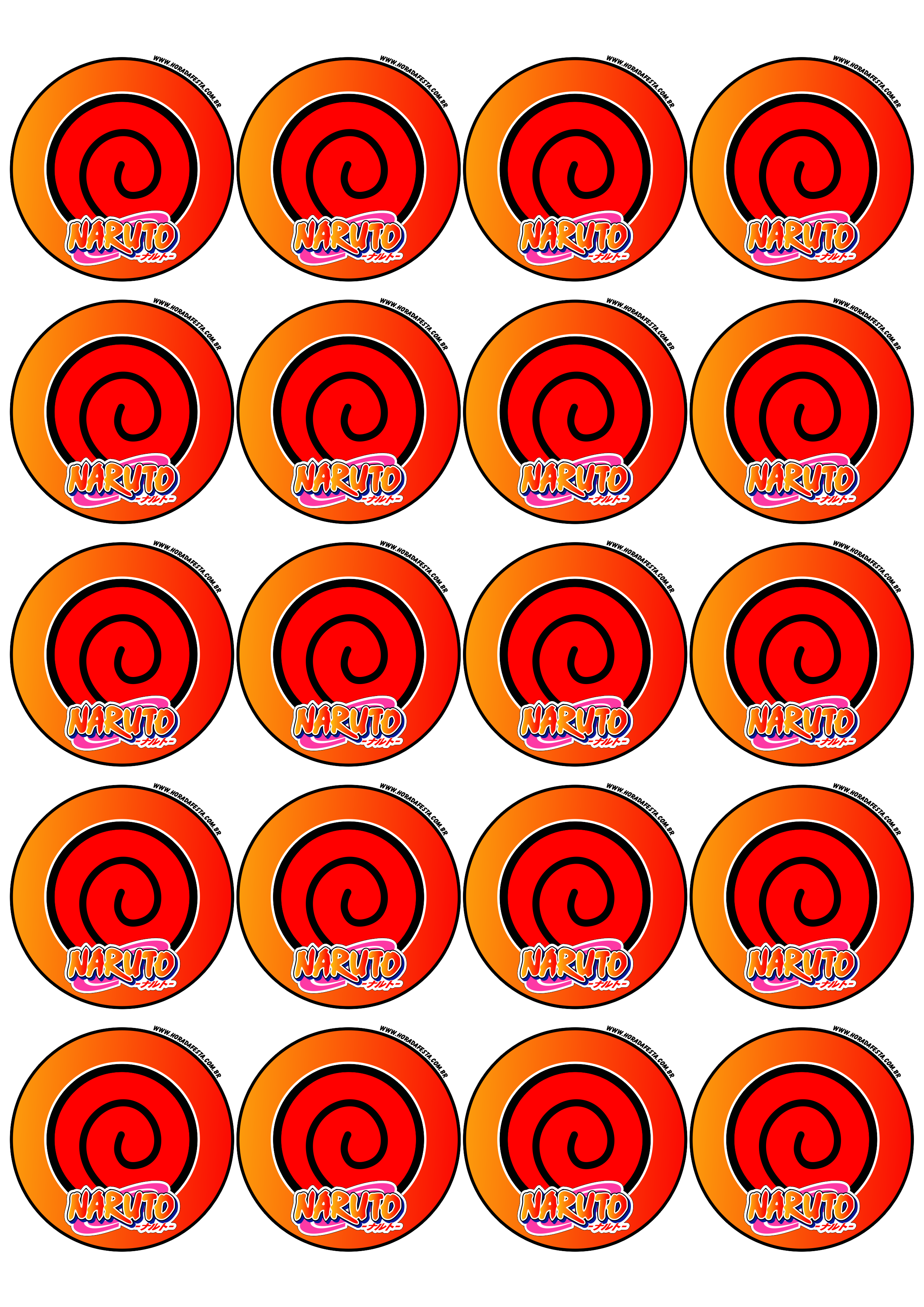Naruto Shippuden adesivo redondo símbolo clã Uzumaki decoração de festas artigos de papelaria tag sticker 20 imagens png