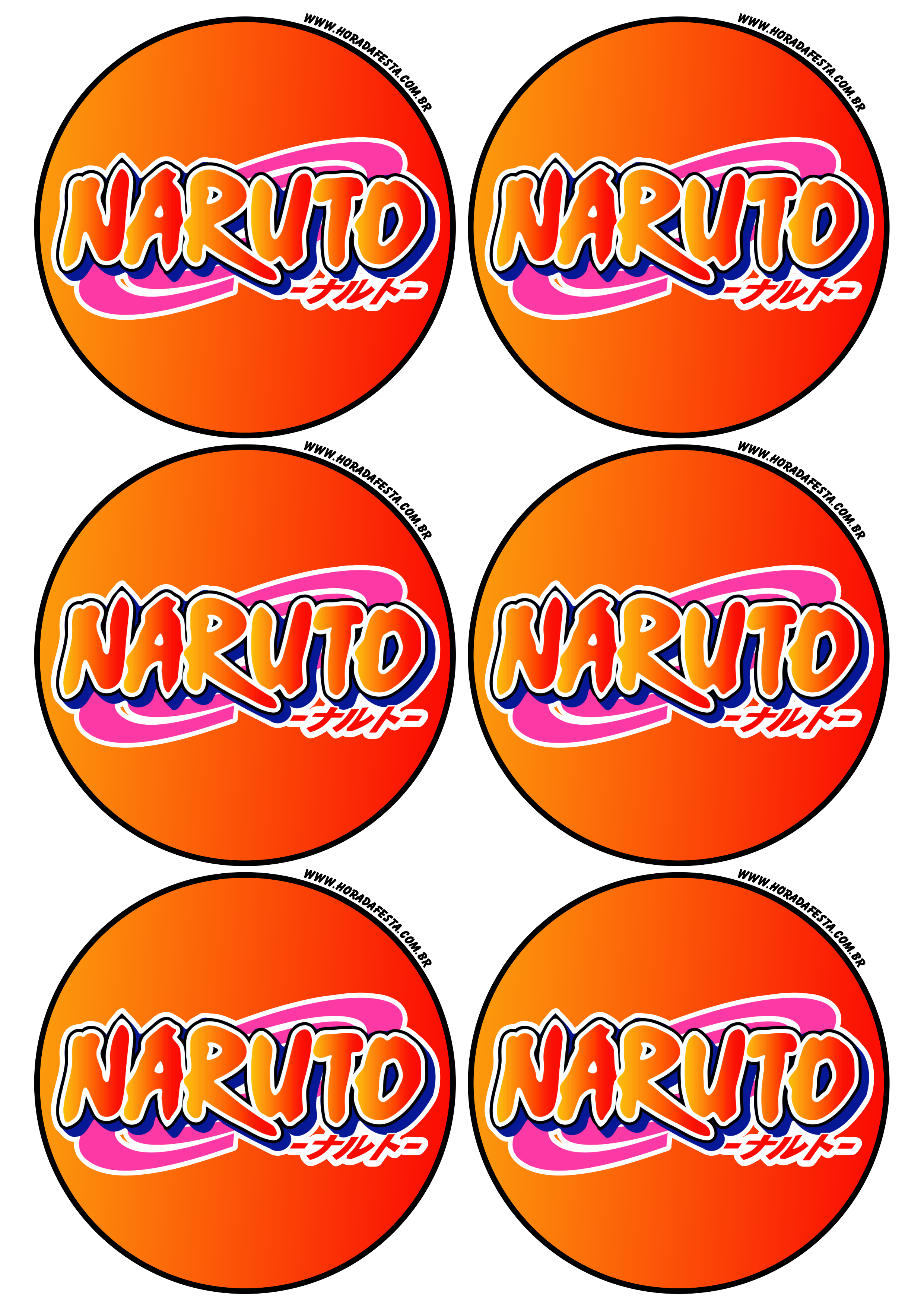 Naruto Clássico adesivo redondo decoração de festas artigos de papelaria tag sticker 6 imagens png