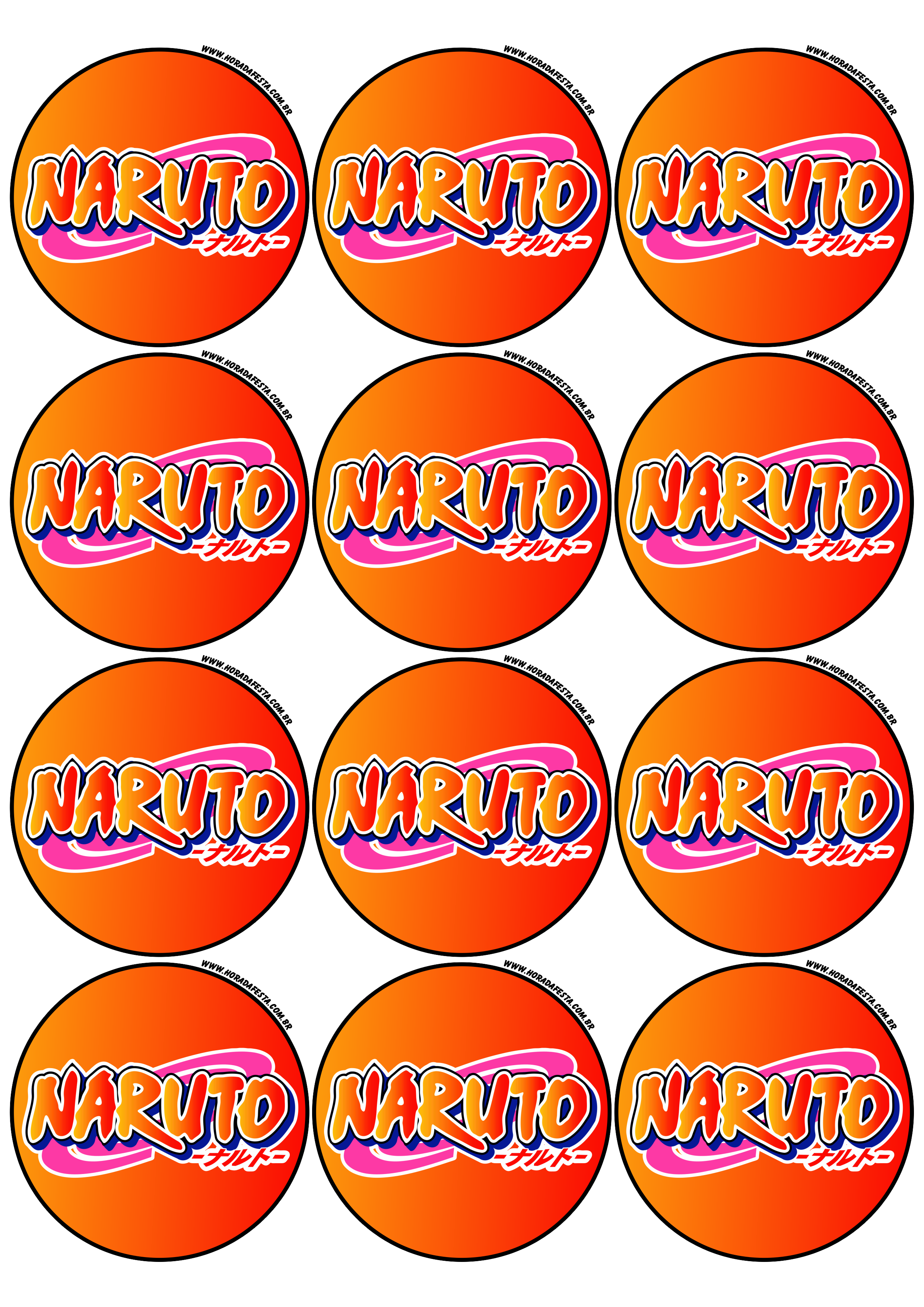 Naruto Clássico adesivo redondo decoração de festas artigos de papelaria tag sticker 12 imagens png