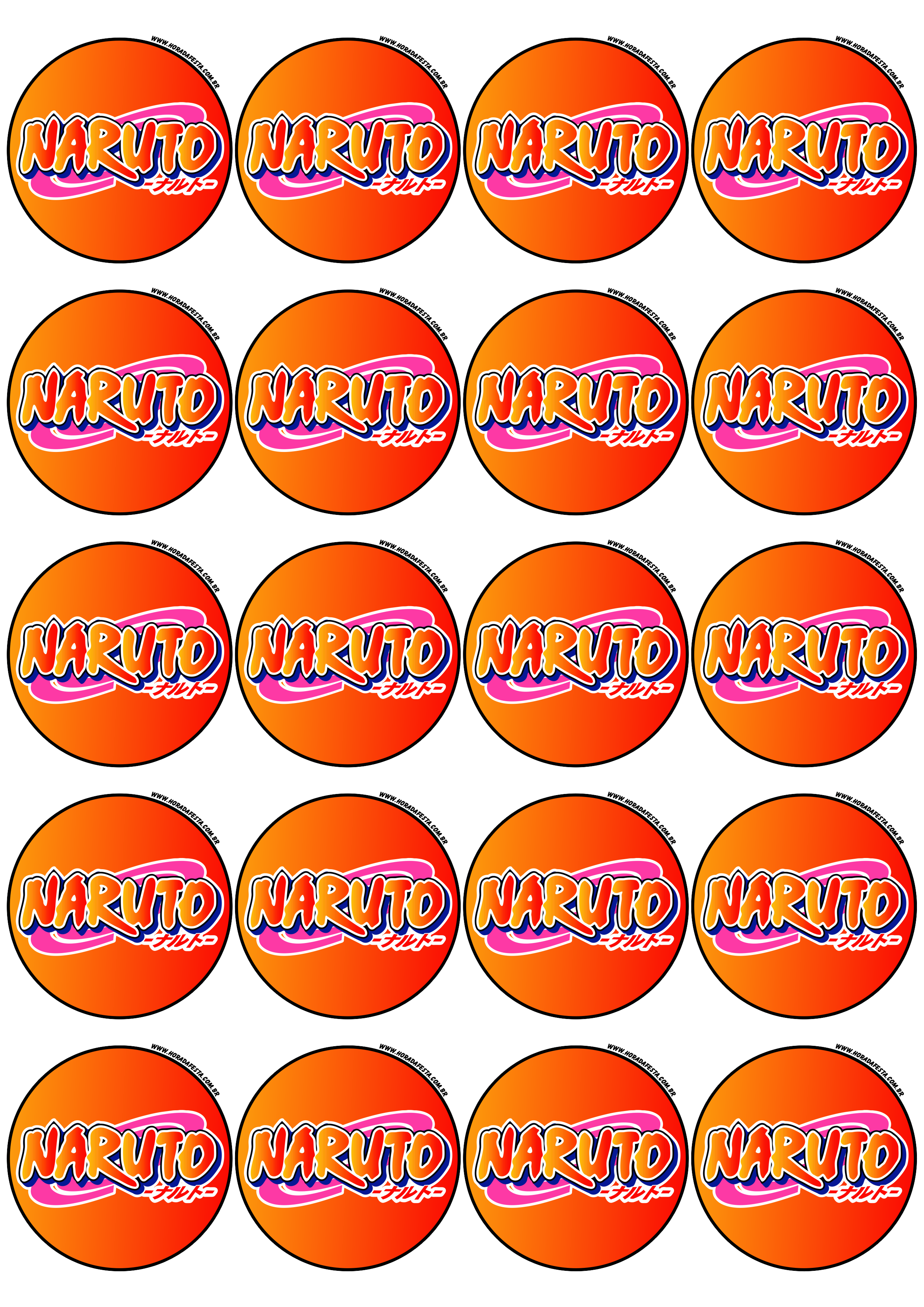Naruto Clássico adesivo redondo decoração de festas artigos de papelaria tag sticker 20 imagens png