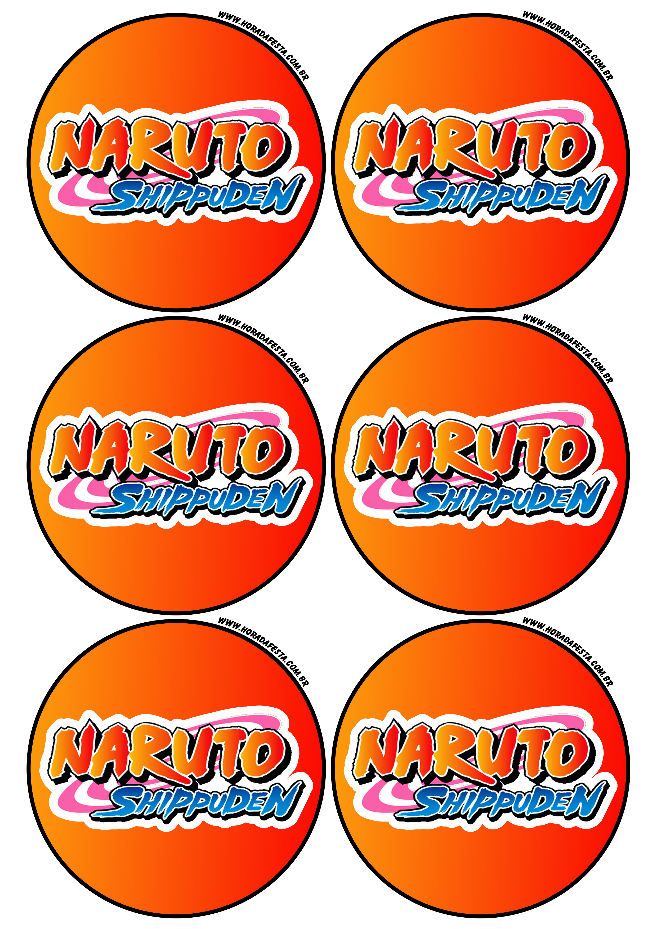 Naruto Shippuden adesivo redondo decoração de festas artigos de papelaria tag sticker 6 imagens png