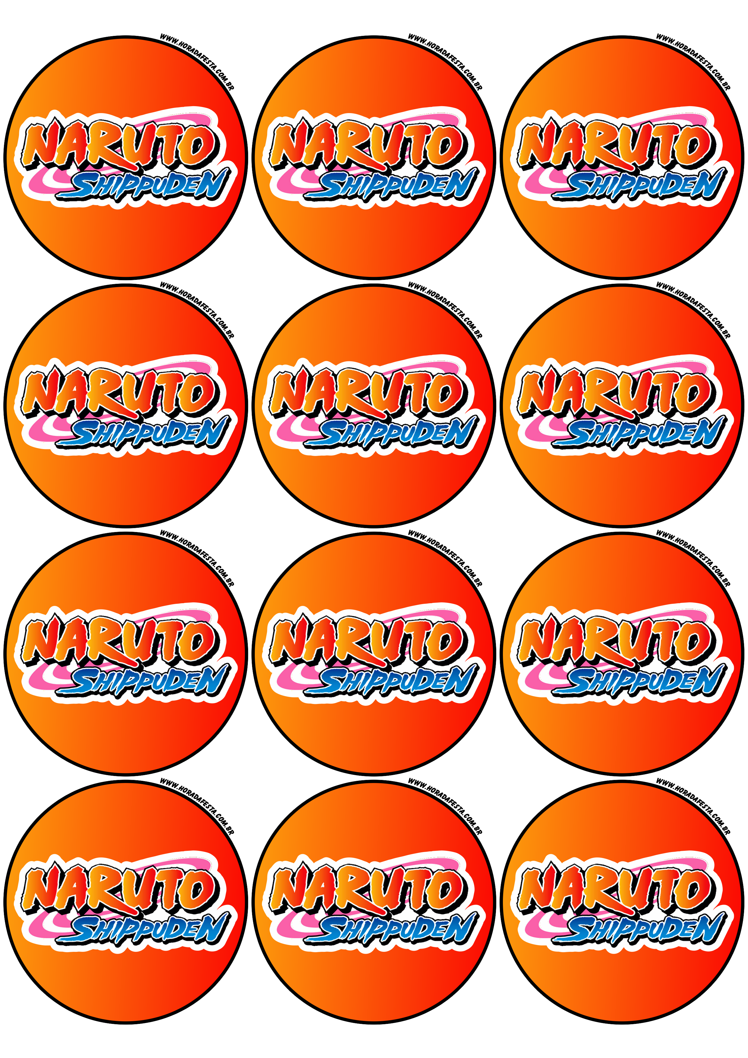 Naruto Shippuden adesivo redondo decoração de festas artigos de papelaria tag sticker 12 imagens png