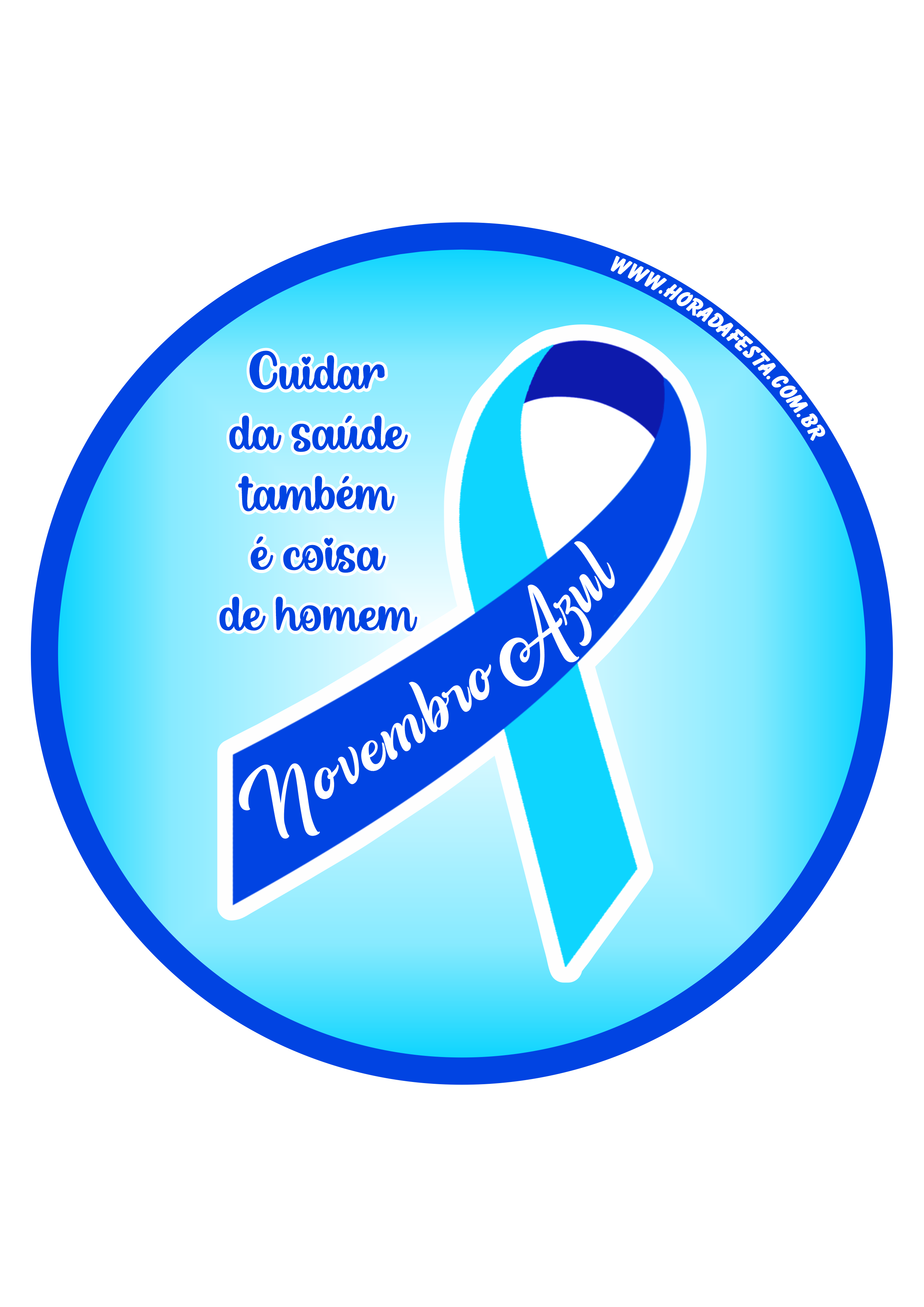 Novembro Azul mês de prevenção ao câncer de próstata cuidar da saúde também é coisa de homem adesivo tag sticker painel redondo png