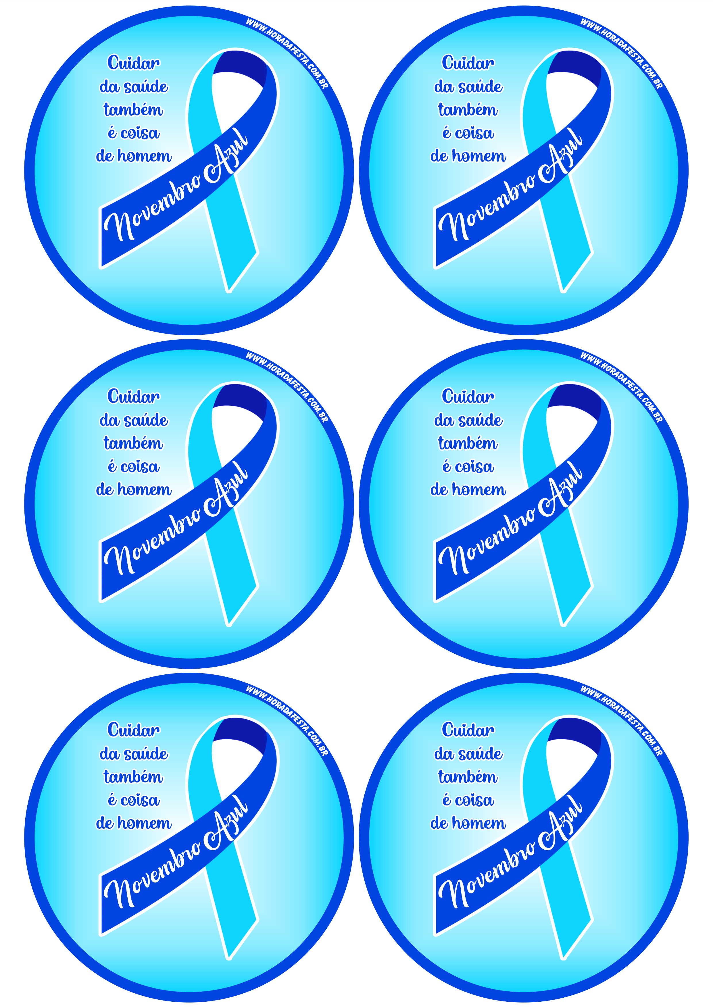 Novembro Azul mês de prevenção ao câncer de próstata cuidar da saúde também é coisa de homem adesivo tag sticker redondo 6 imagens png