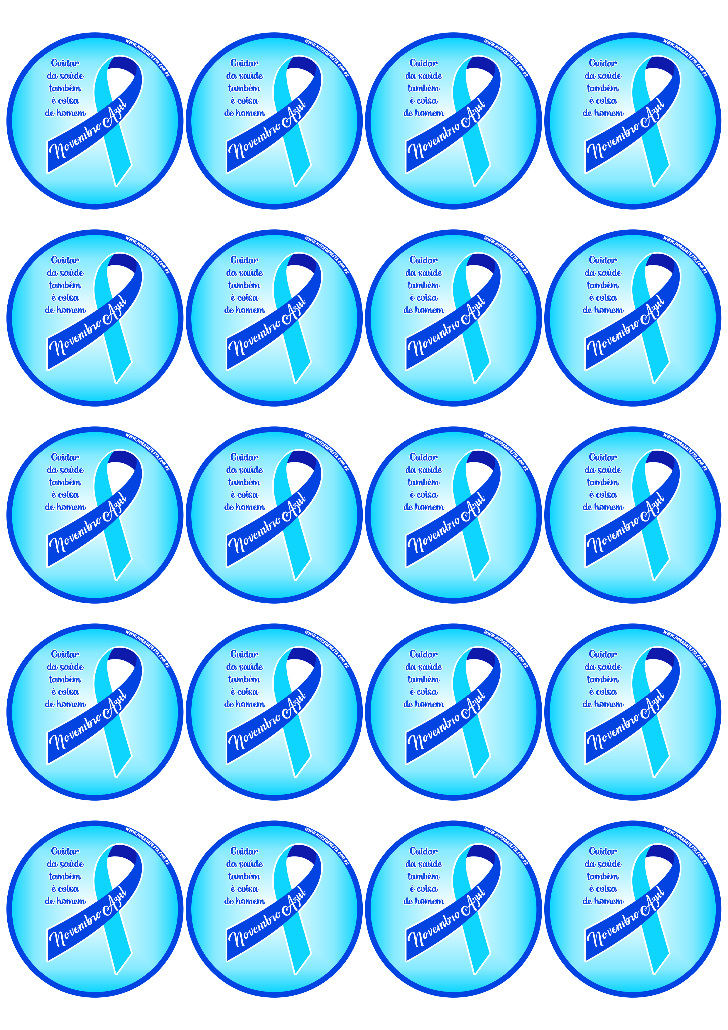 Novembro Azul mês de prevenção ao câncer de próstata cuidar da saúde também é coisa de homem adesivo tag sticker redondo 20 imagens png