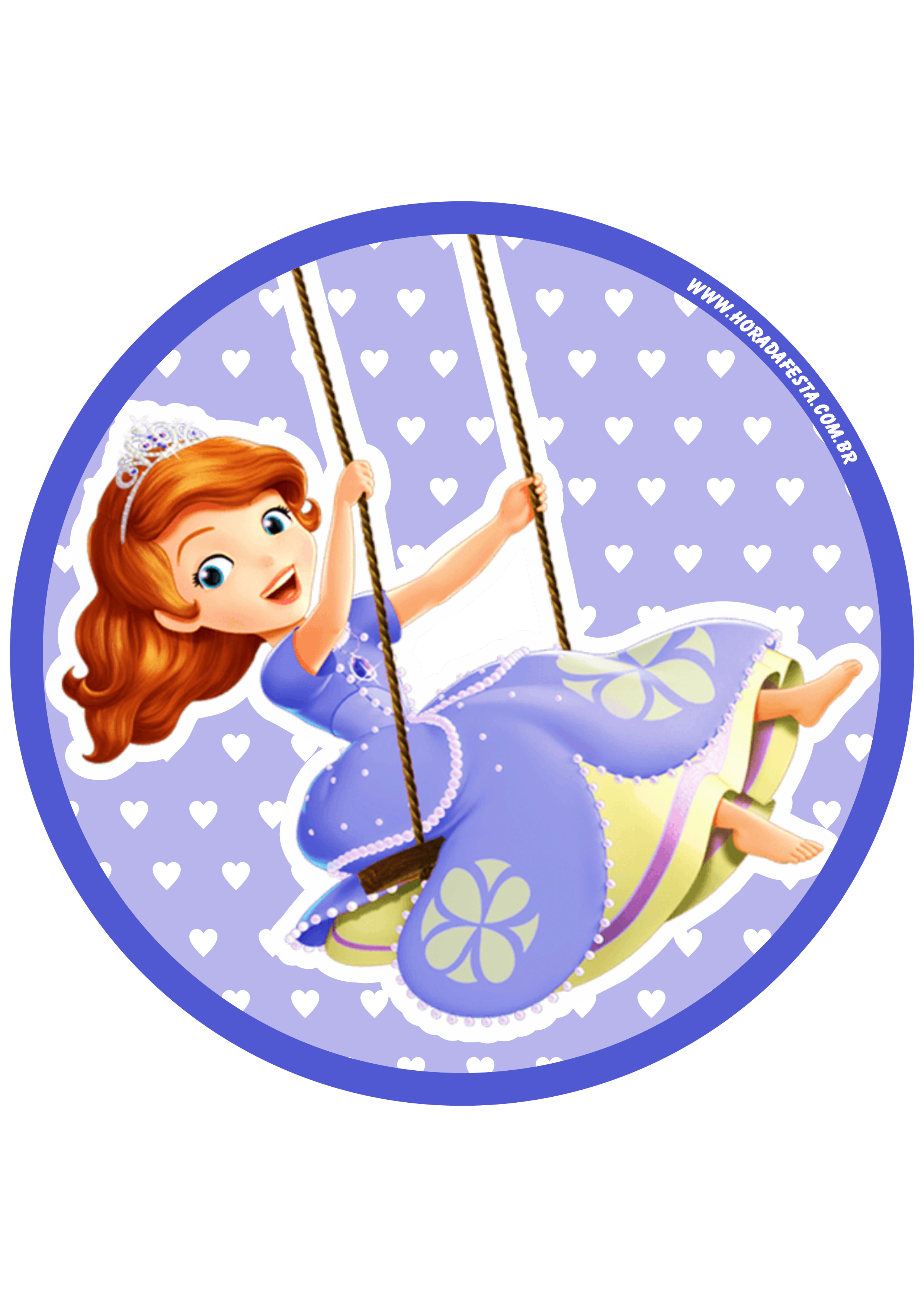 Princesa Sofia adesivo redondo tag sticker painel festa de aniversário infantil menina artigos de papelaria png