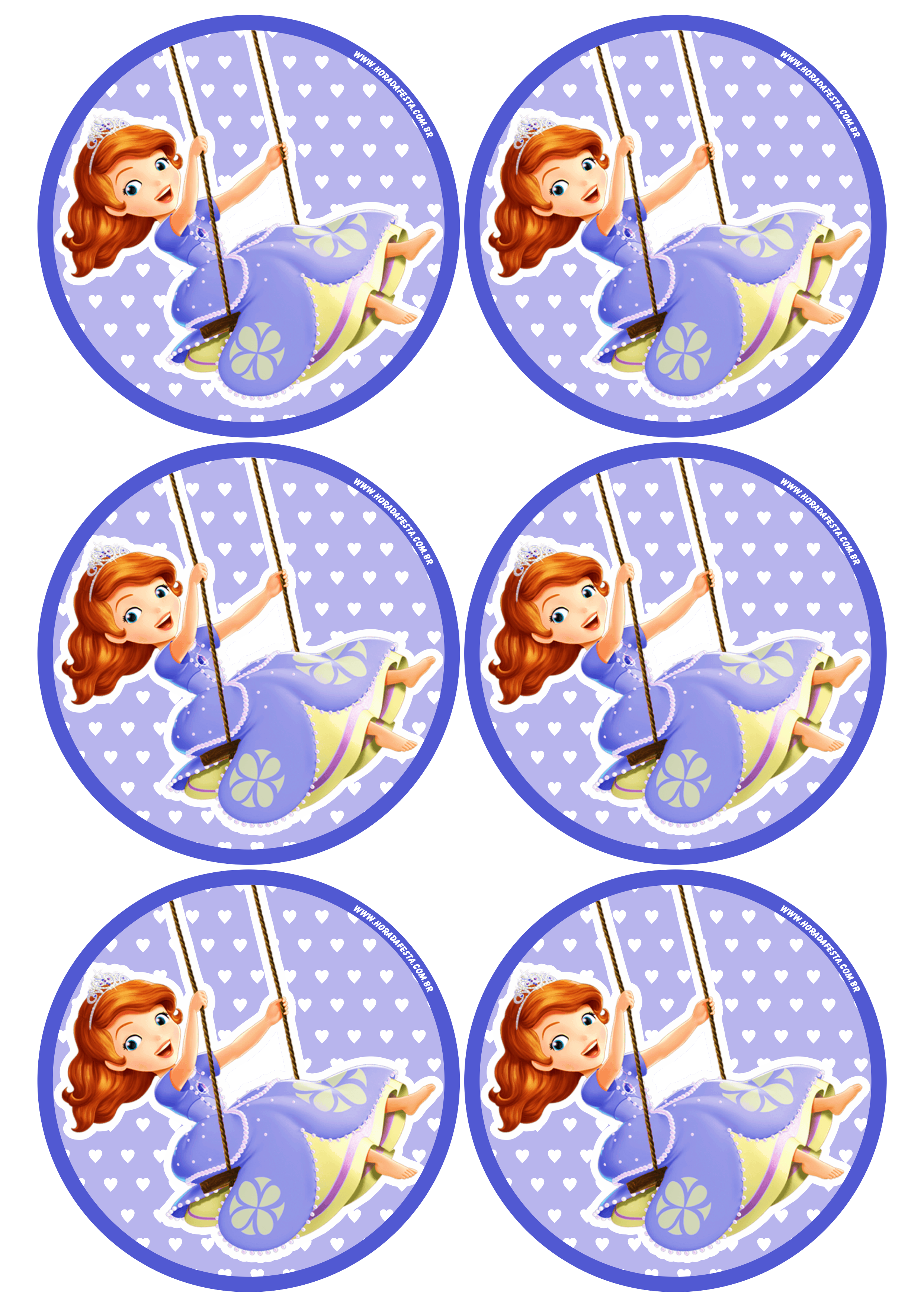 Princesa Sofia adesivo redondo tag sticker painel festa de aniversário infantil menina artigos de papelaria 6 imagens png