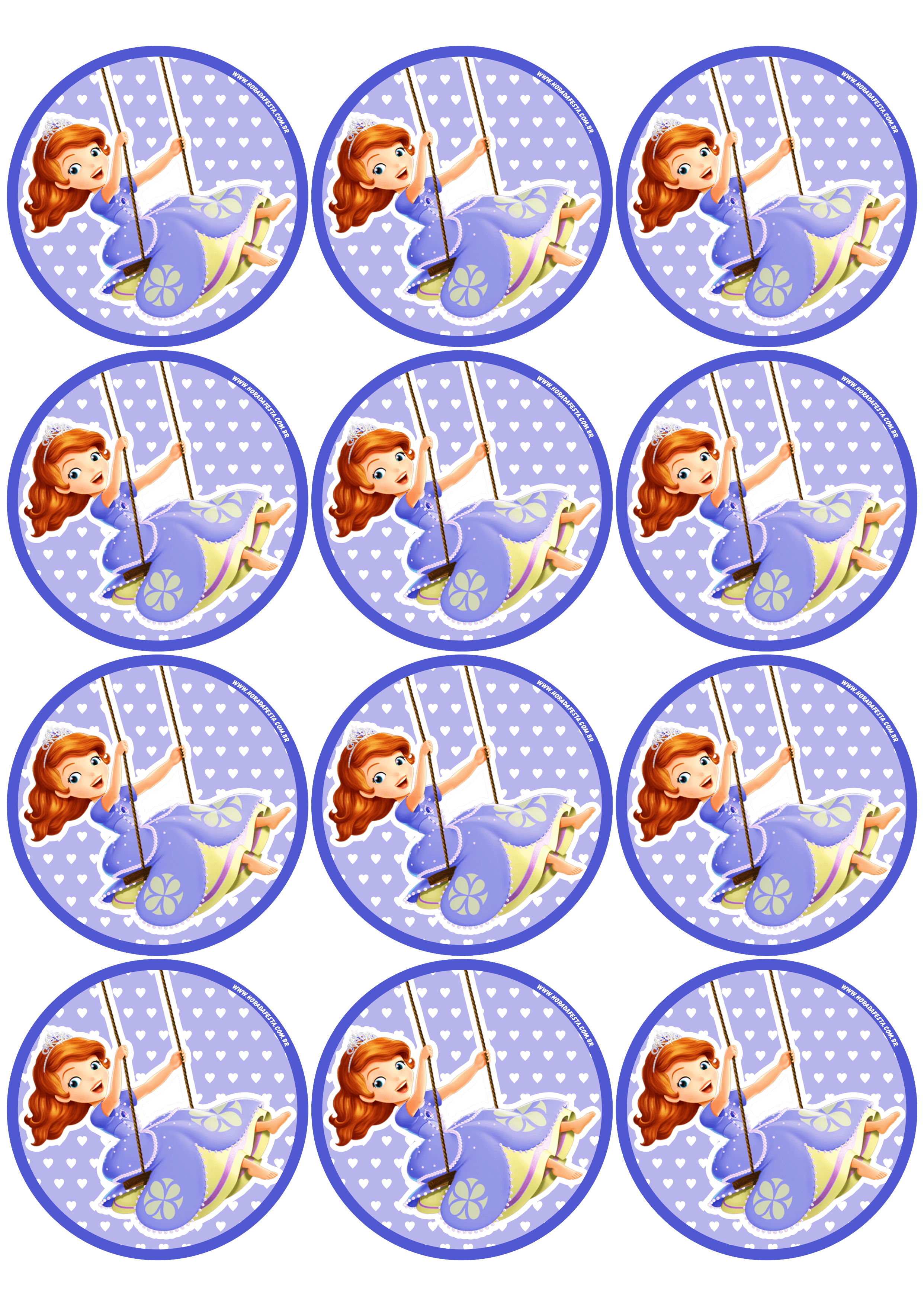 Princesa Sofia adesivo redondo tag sticker painel festa de aniversário infantil menina artigos de papelaria 12 imagens png