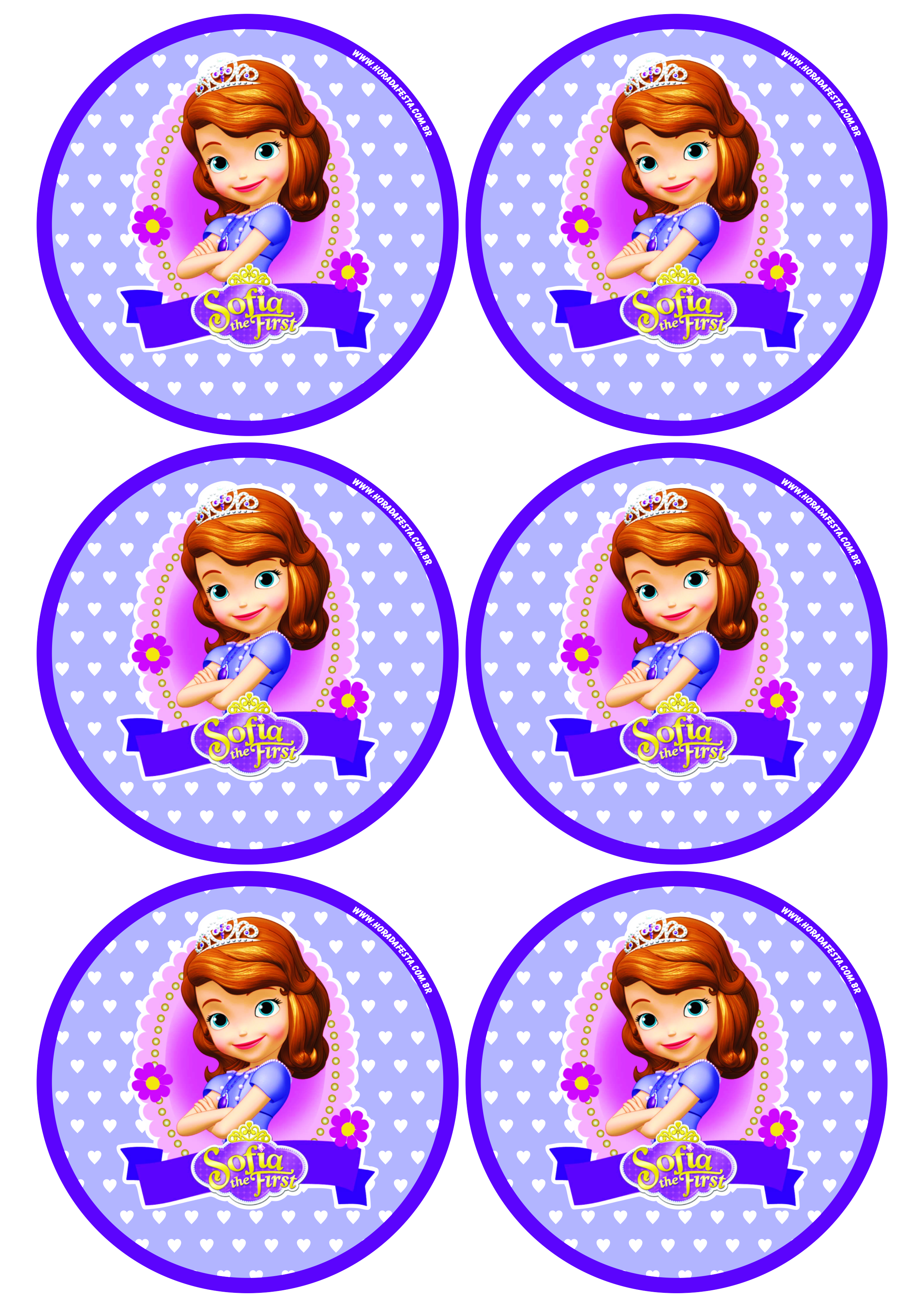 Princesa Sofia adesivo redondo tag sticker 6 imagens png