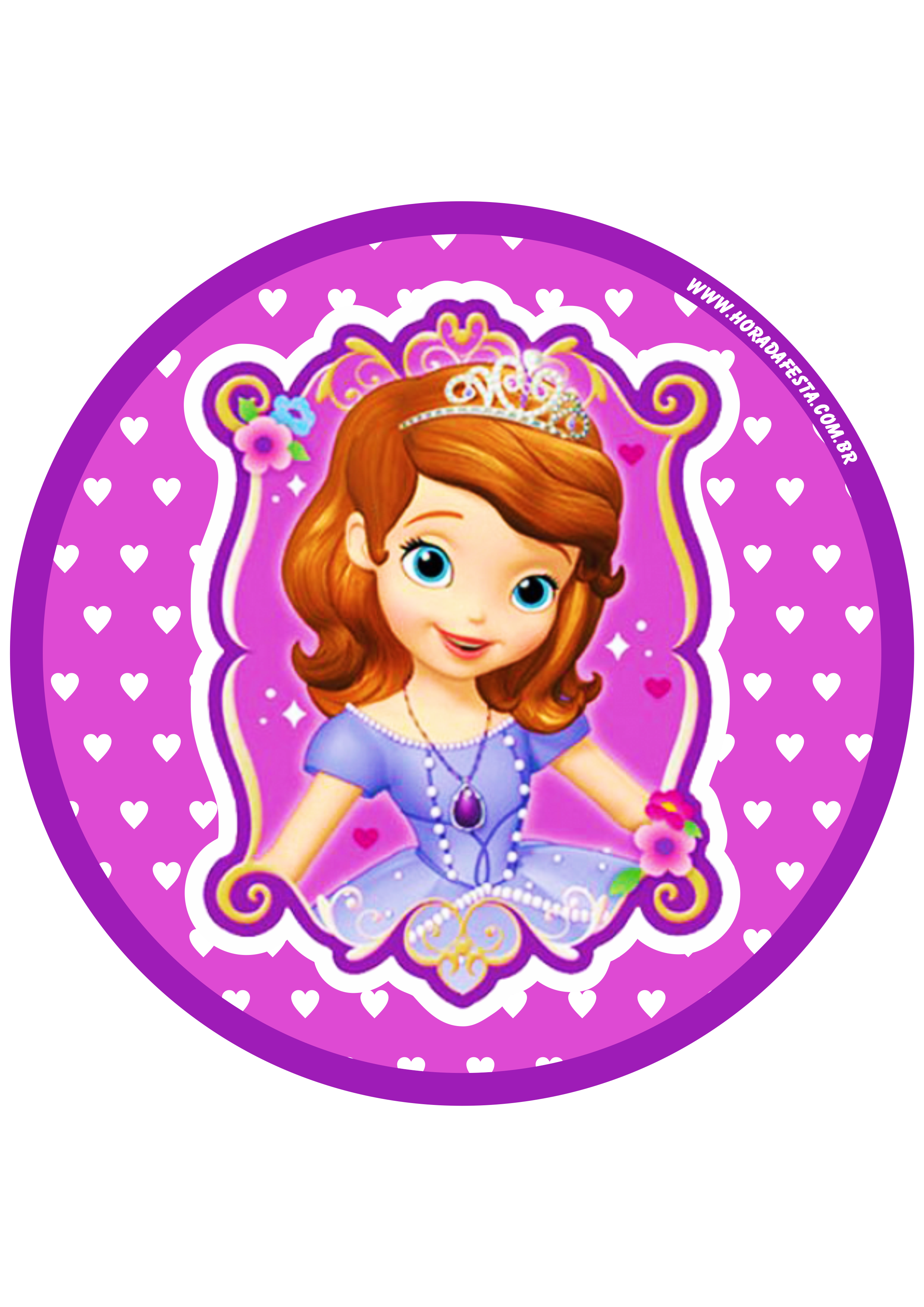 Princesa Sofia adesivo redondo tag sticker painel festa de aniversário infantil menina png