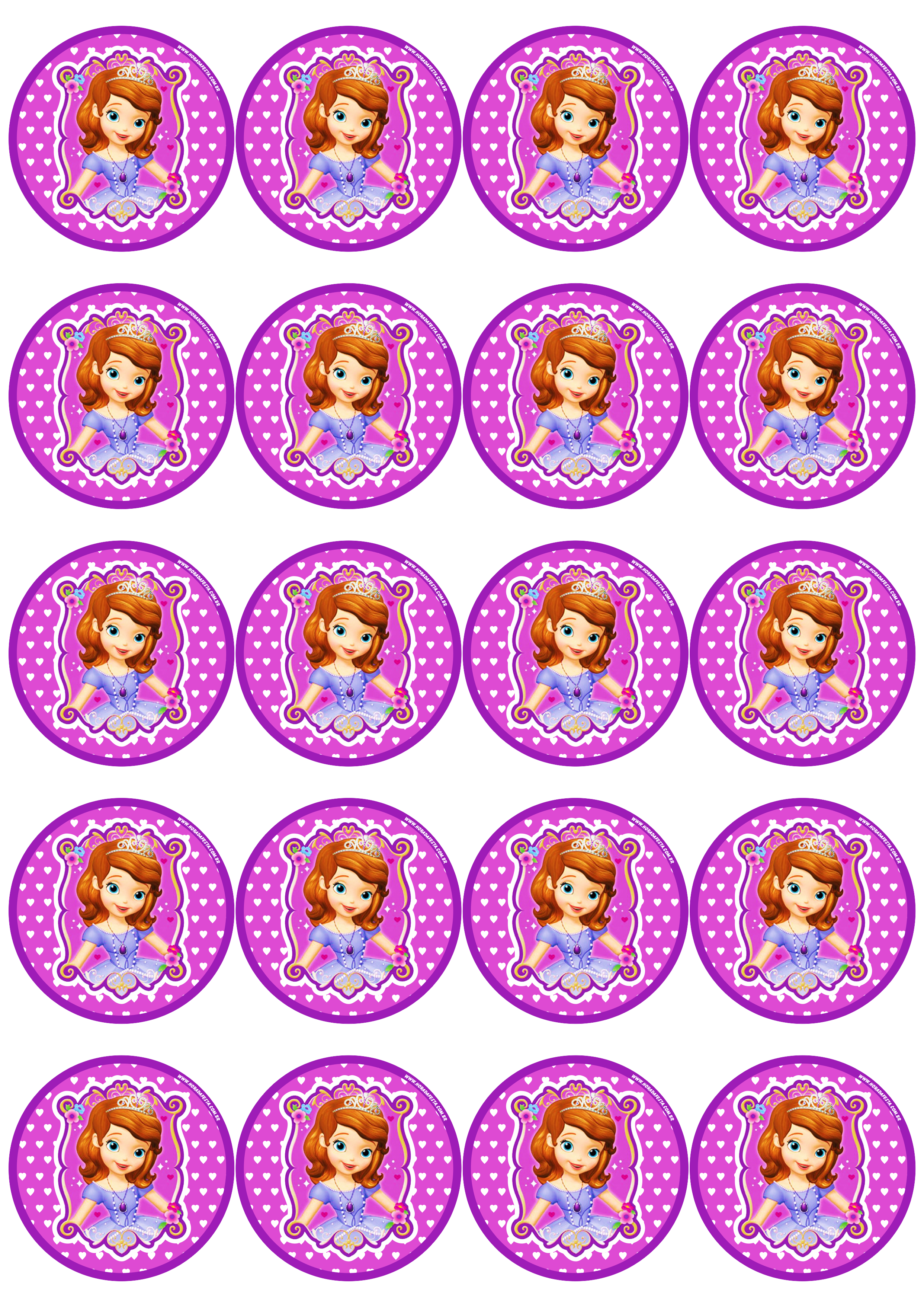 Princesa Sofia adesivo redondo tag sticker painel festa de aniversário infantil menina 20 imagens png