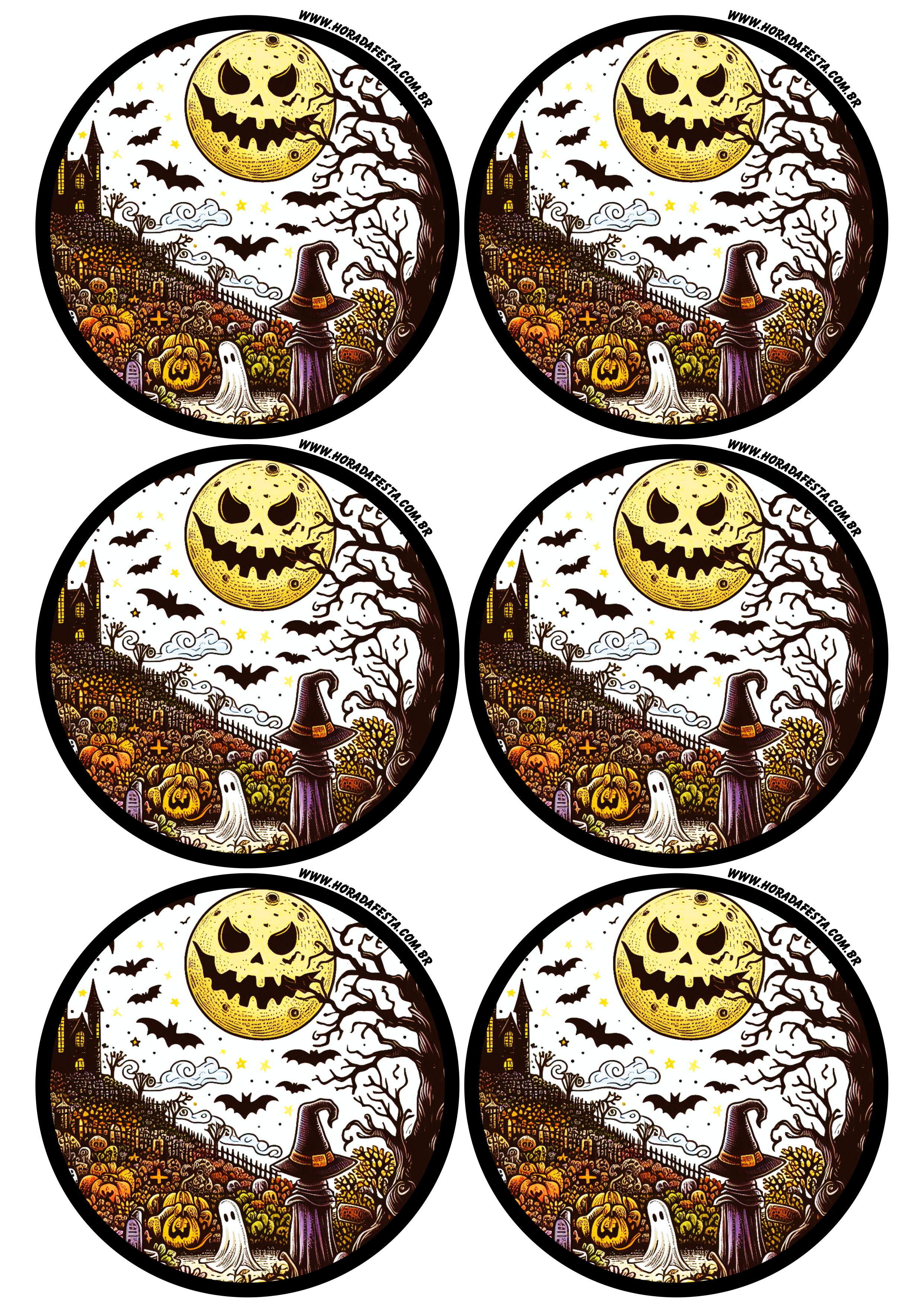 Halloween adesivo redondo tag sticker decoração dia das bruxas 30 de outubro artigos de papelaria e festa personalizada 6 imagens png