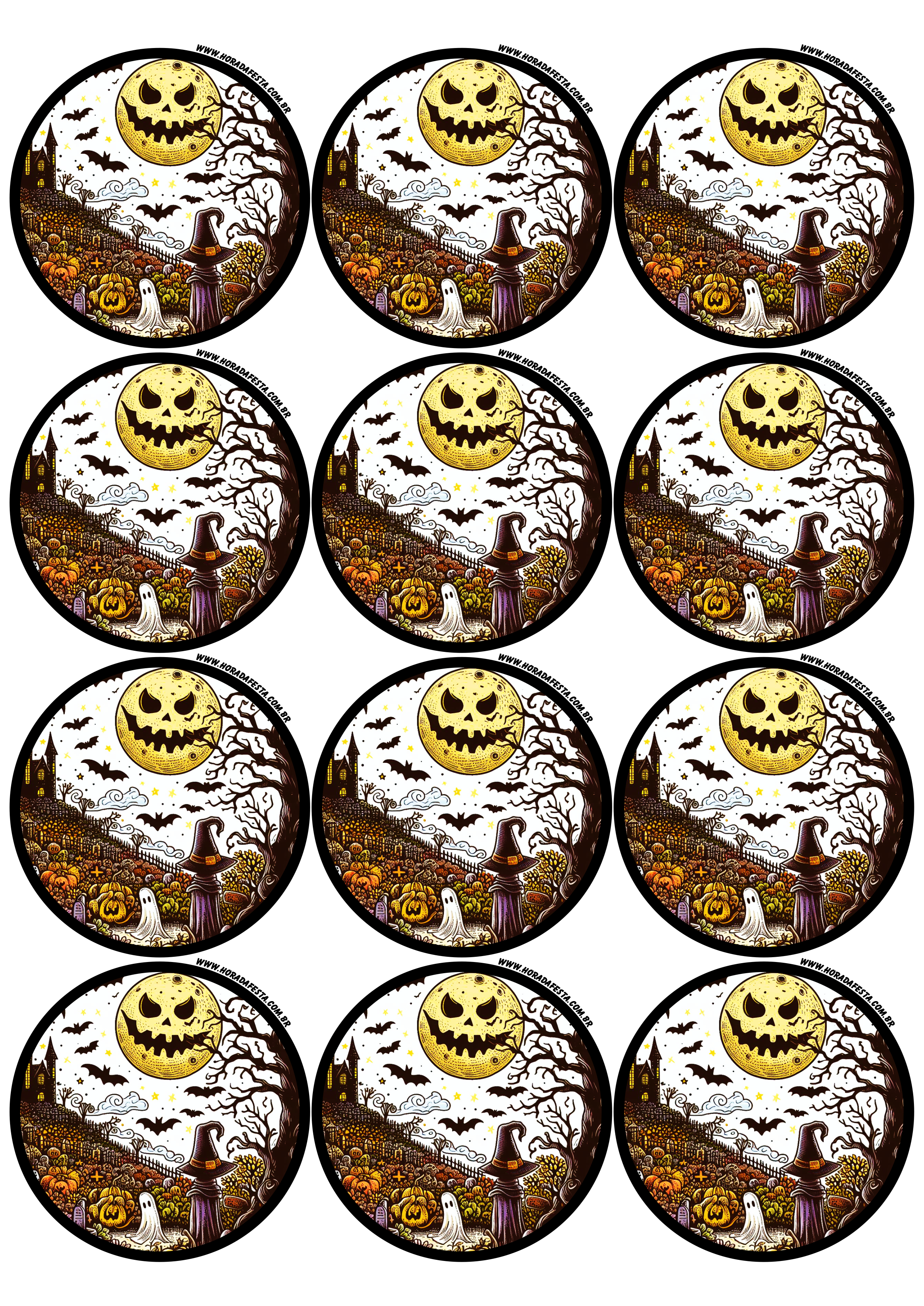 Halloween adesivo redondo tag sticker decoração dia das bruxas 30 de outubro artigos de papelaria e festa personalizada 12 imagens png
