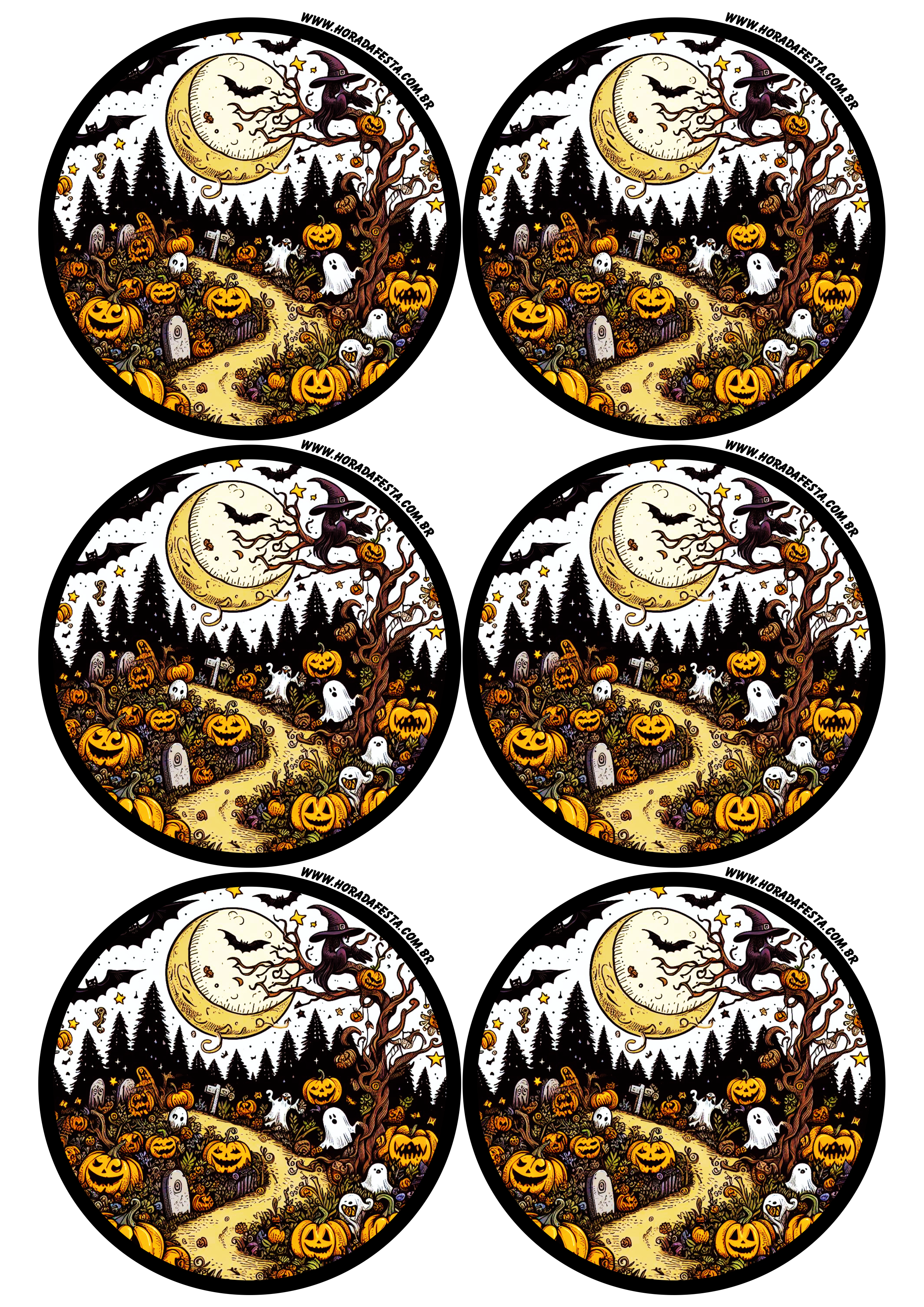 Halloween adesivo redondo tag sticker decoração dia das bruxas 30 de outubro gostosuras ou travessuras 6 imagens png
