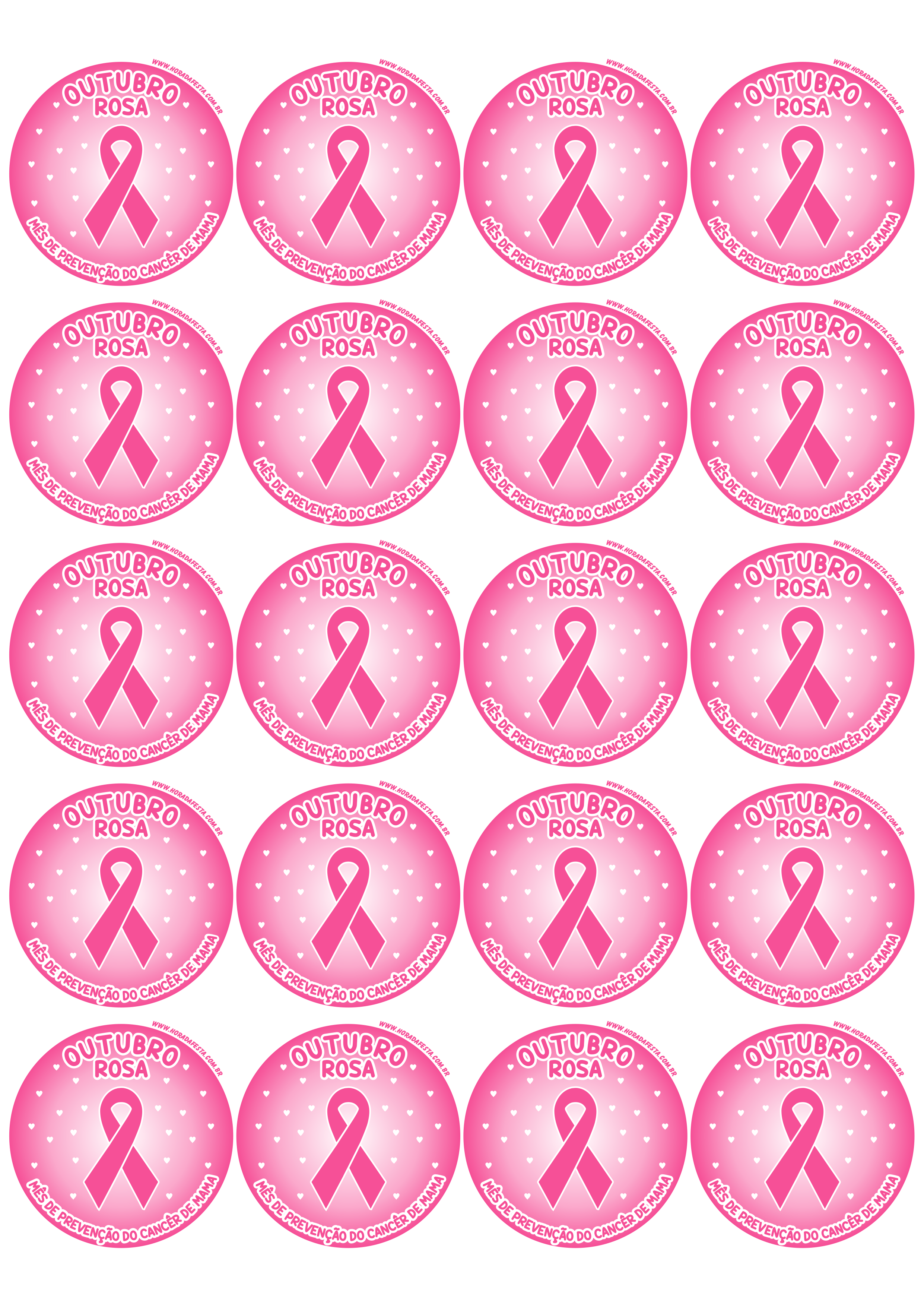 Outubro rosa mês de prevenção do câncer de mama adesivo redondo tag sticker 20 imagens png