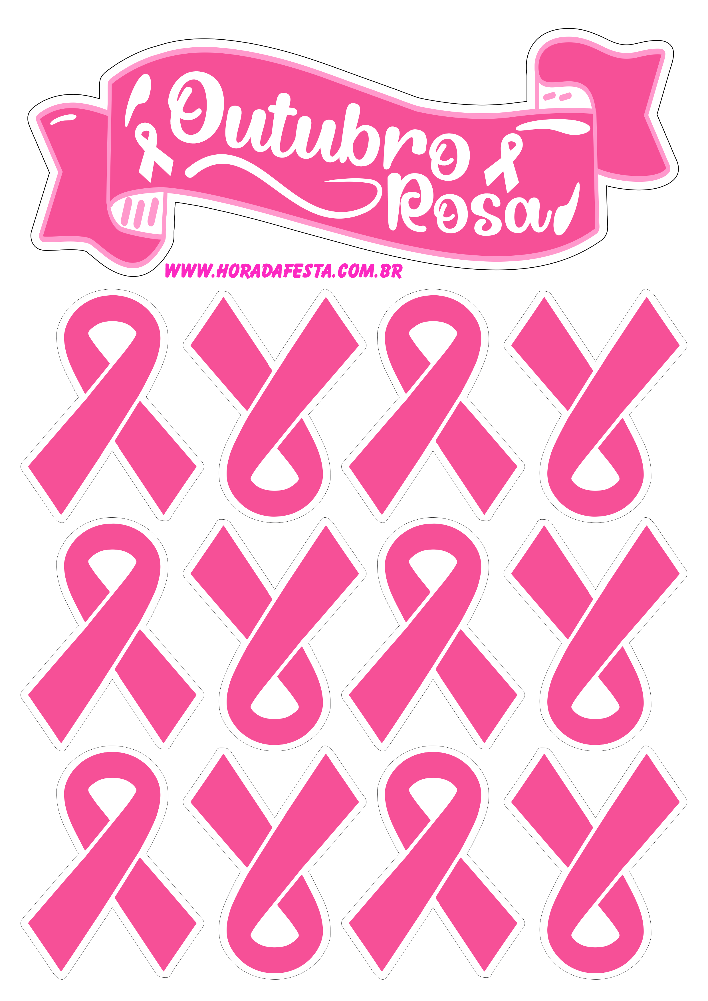 Mês de prevenção ao câncer de mama outubro rosa topo de bolo decoração personalizados png