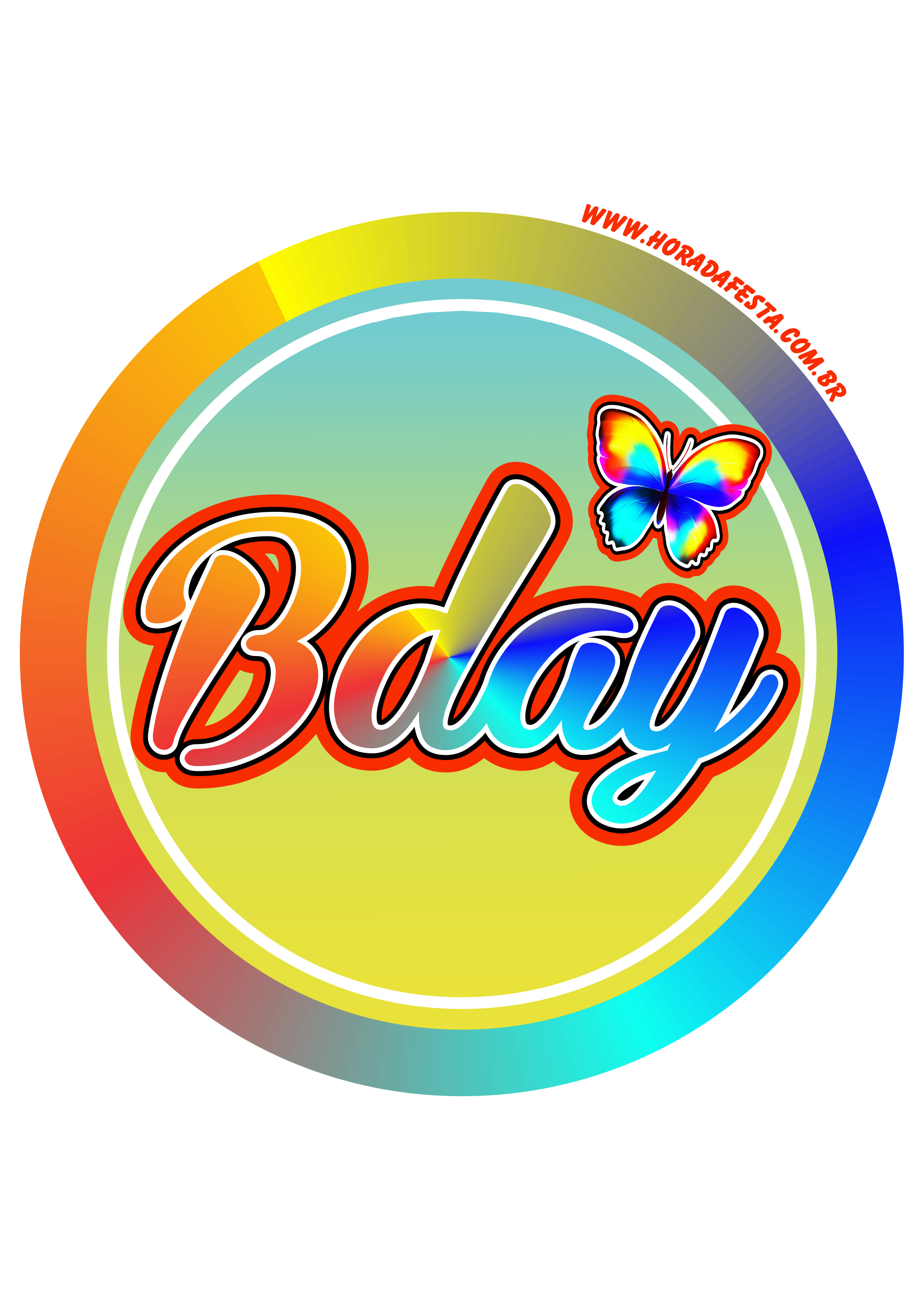 Happy birthday Bday adesivo redondo para decoração de mimos de aniversário e painel de festa png