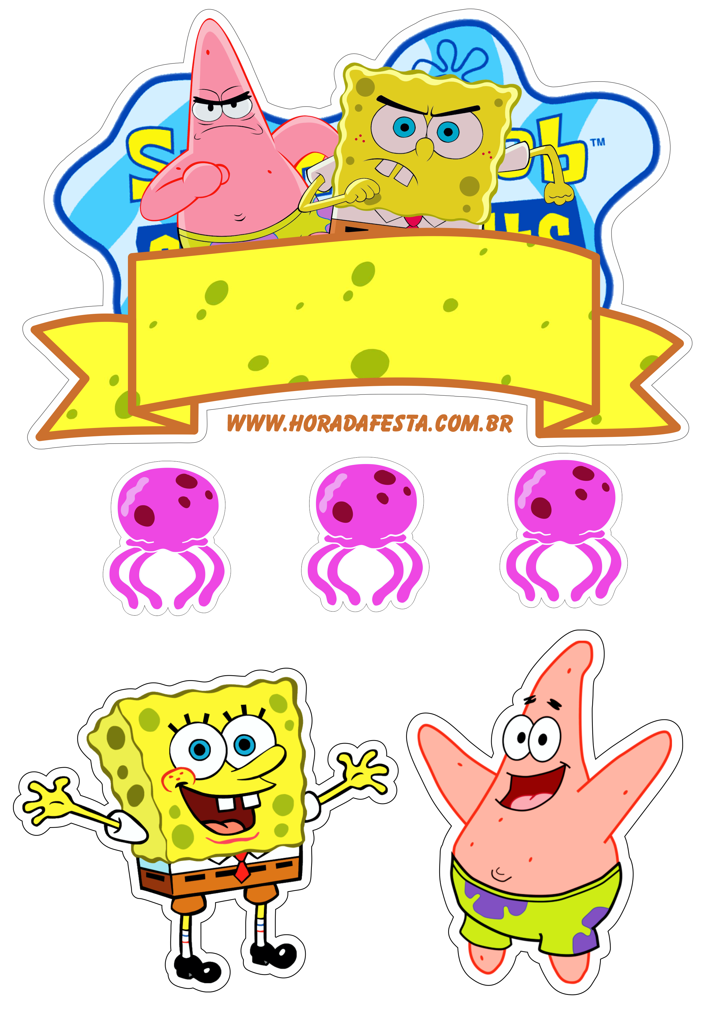 Bob esponja calça quadrada Spongebob Squarepants topo de bolo para imprimir fazendo a nossa festa png