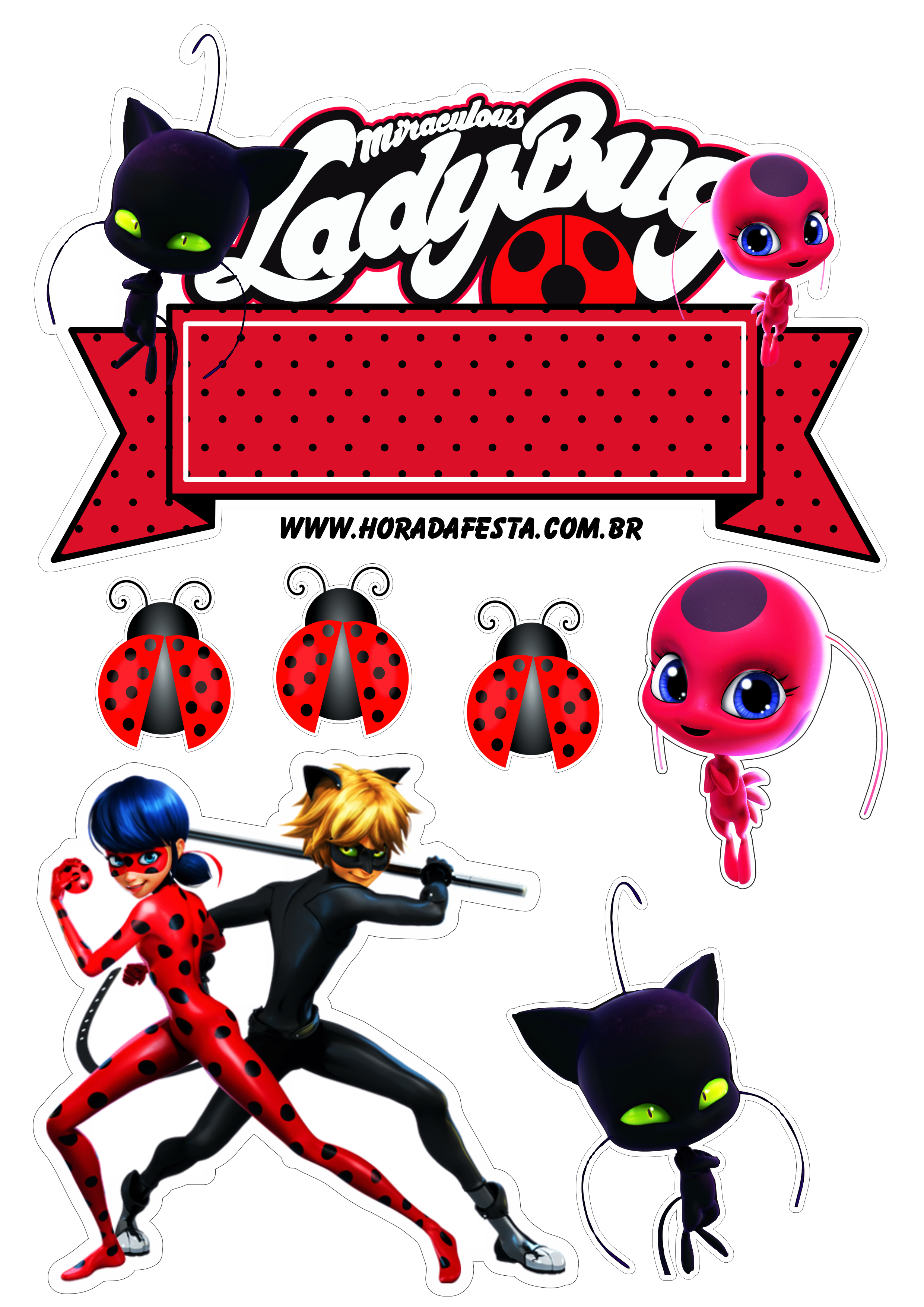 Miraculous Ladybug e cat noir topo de bolo festa de aniversário