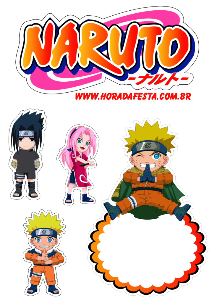 Topo de bolo Naruto topper persongens