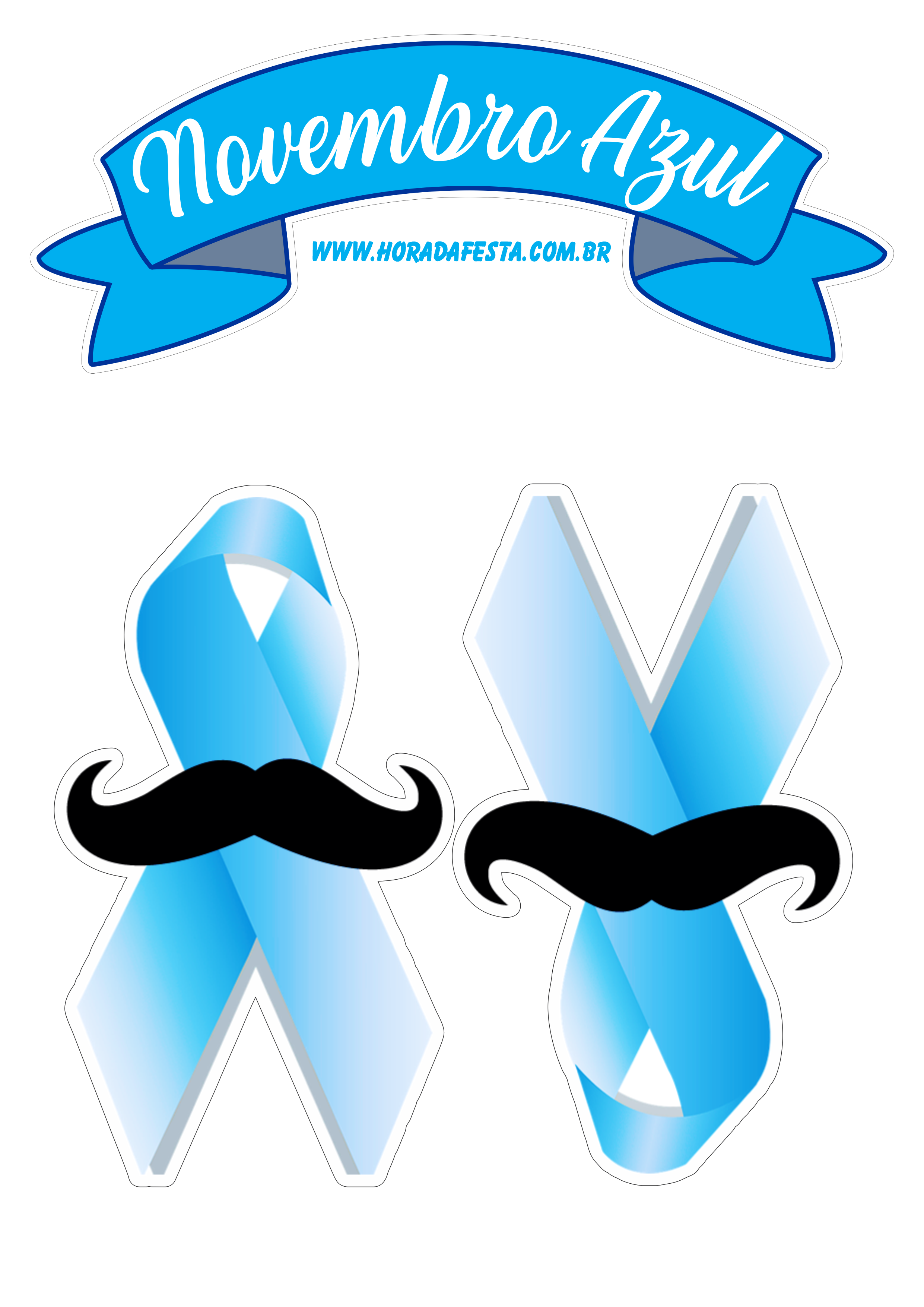 Novembro azul topo de bolo para imprimir mês de prevenção ao câncer de próstata png
